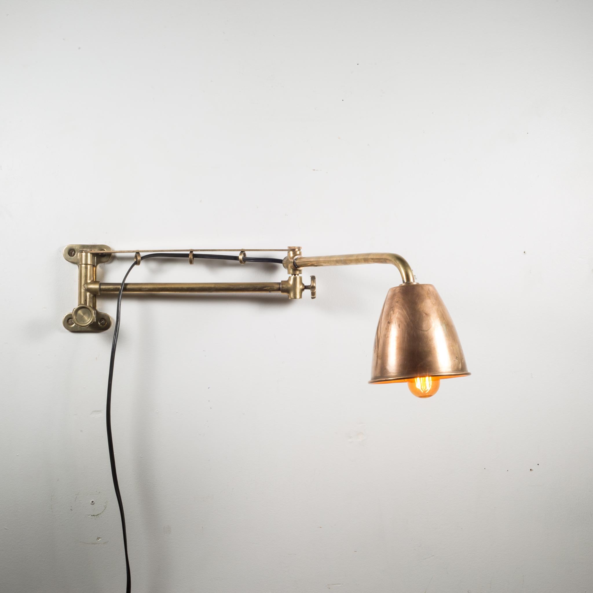 Industrial Antique Solid Bronze and Copper Articulating Boat Sconce, circa 1900-1930