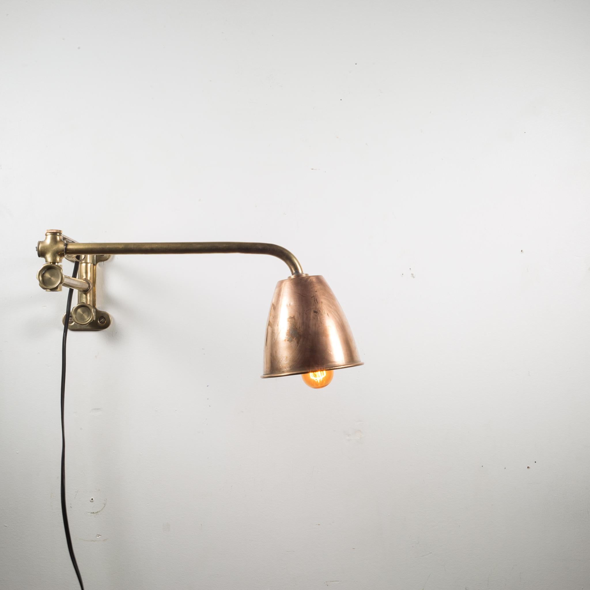 American Antique Solid Bronze and Copper Articulating Boat Sconce, circa 1900-1930