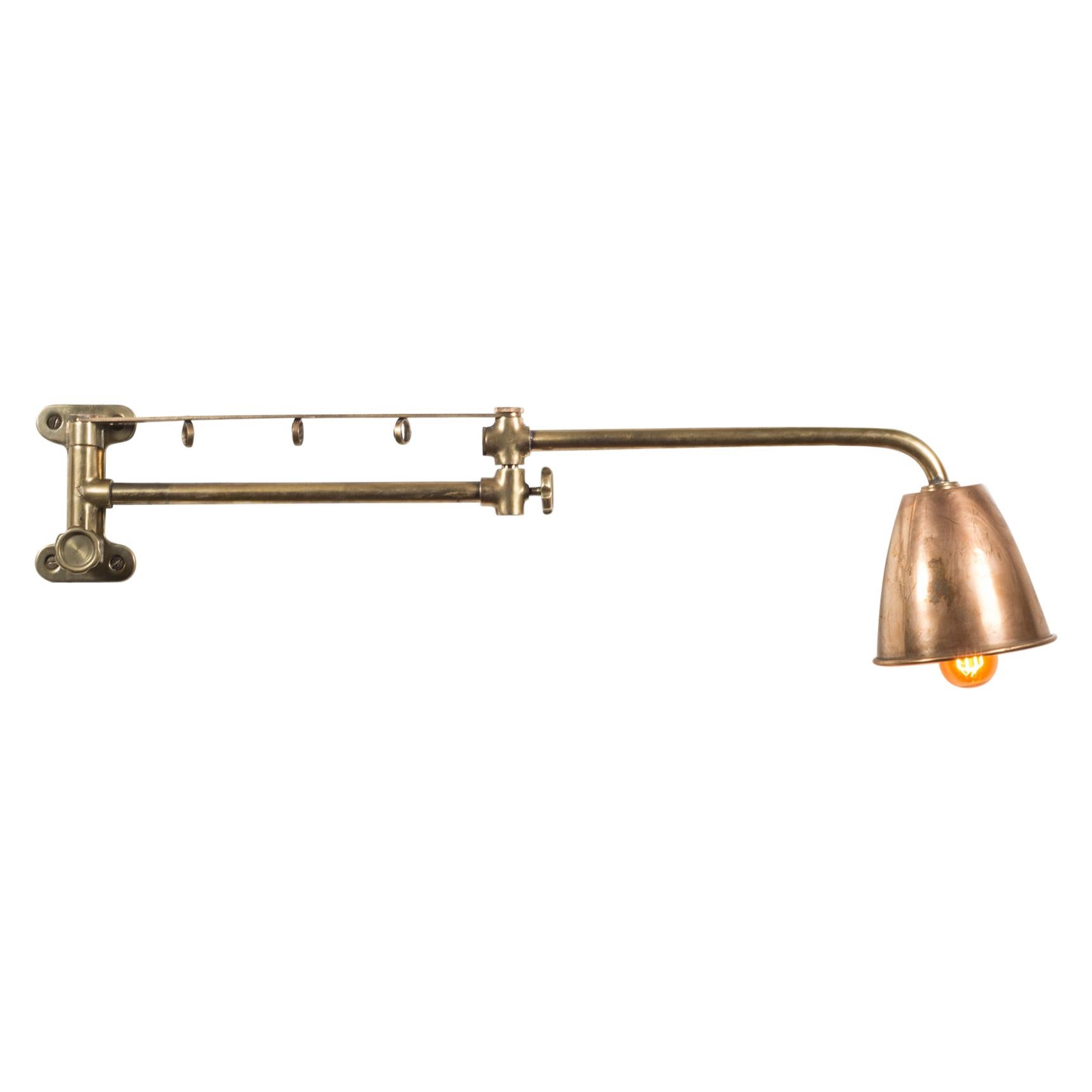 Antique Solid Bronze and Copper Articulating Boat Sconce, circa 1900-1930