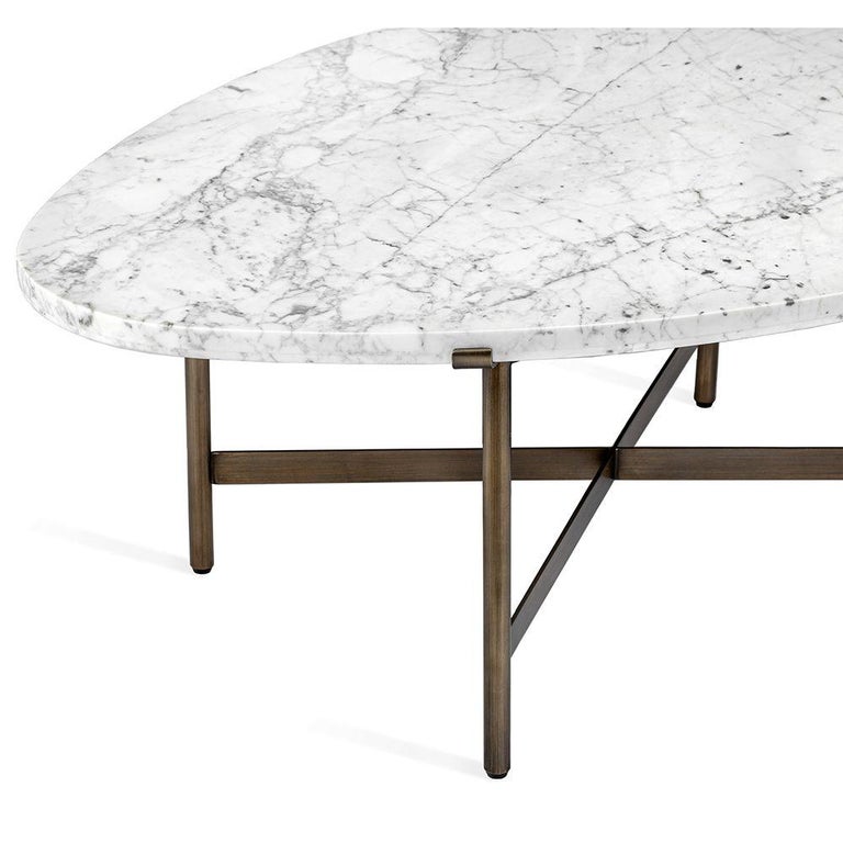 Antique Bronze And Carrara Marble Oval Coffee Table In Stock At 1stdibs