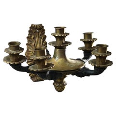 Antique Bronze and Ebonized Five Candle Wall Sconce C1920
