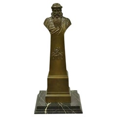 Antique Bronze and Marble 23" Bust of Elizabethan Man by Arthur Konn, c. 1920