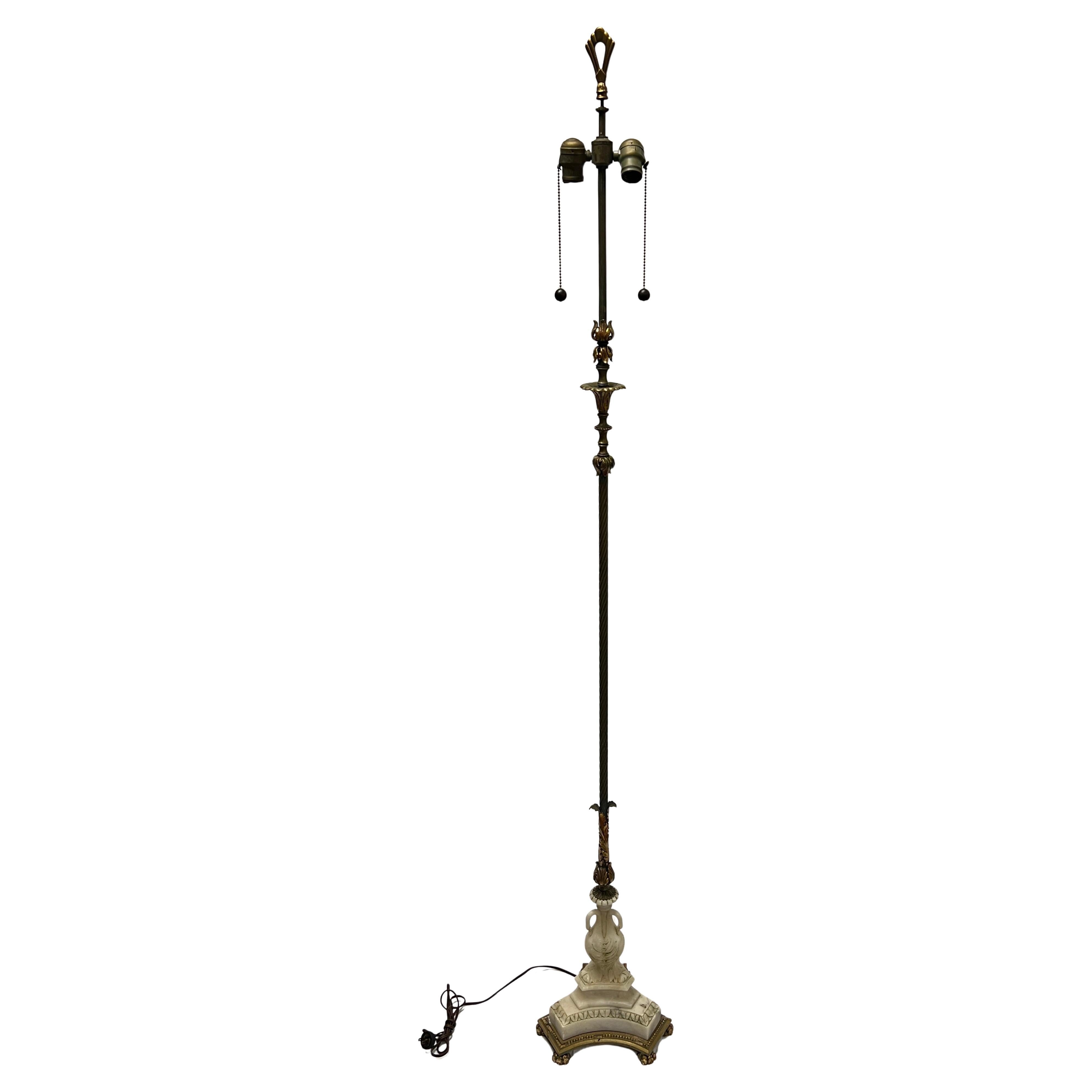 Antike Stehlampe aus Bronze und weißem Marmor, E.F. zugeschrieben E.F. Caldwell