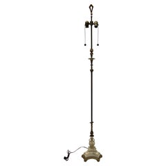 Antique Bronze and White Marble Floor Lamp Attributed to E.F. Caldwell