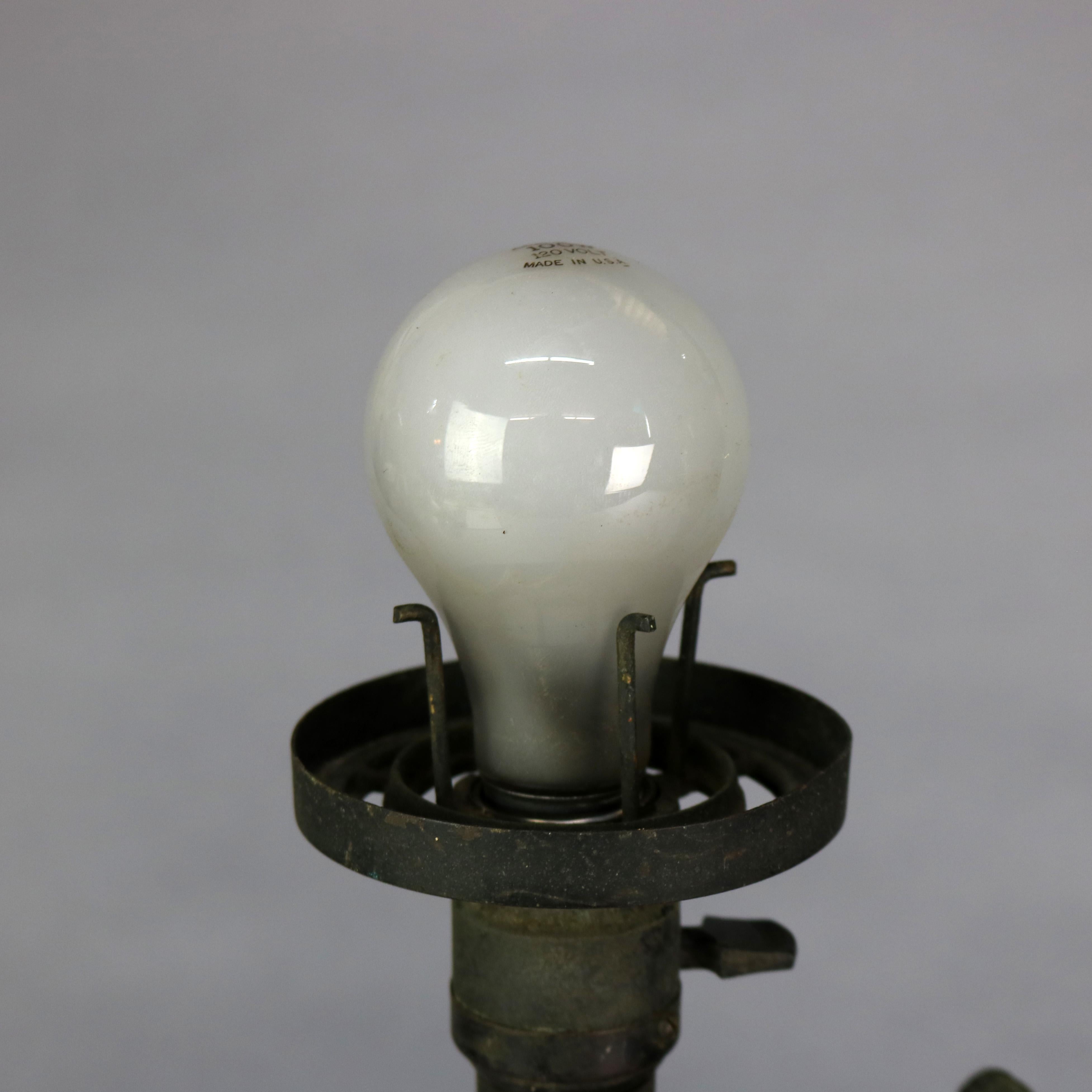 Antike Bronze Argand Student Lampe & Schirm:: elektrifiziert:: um 1820 4