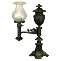 Lampe d'étudiant Argand en bronze antique & Abat-jour:: électrifié:: circa 1820