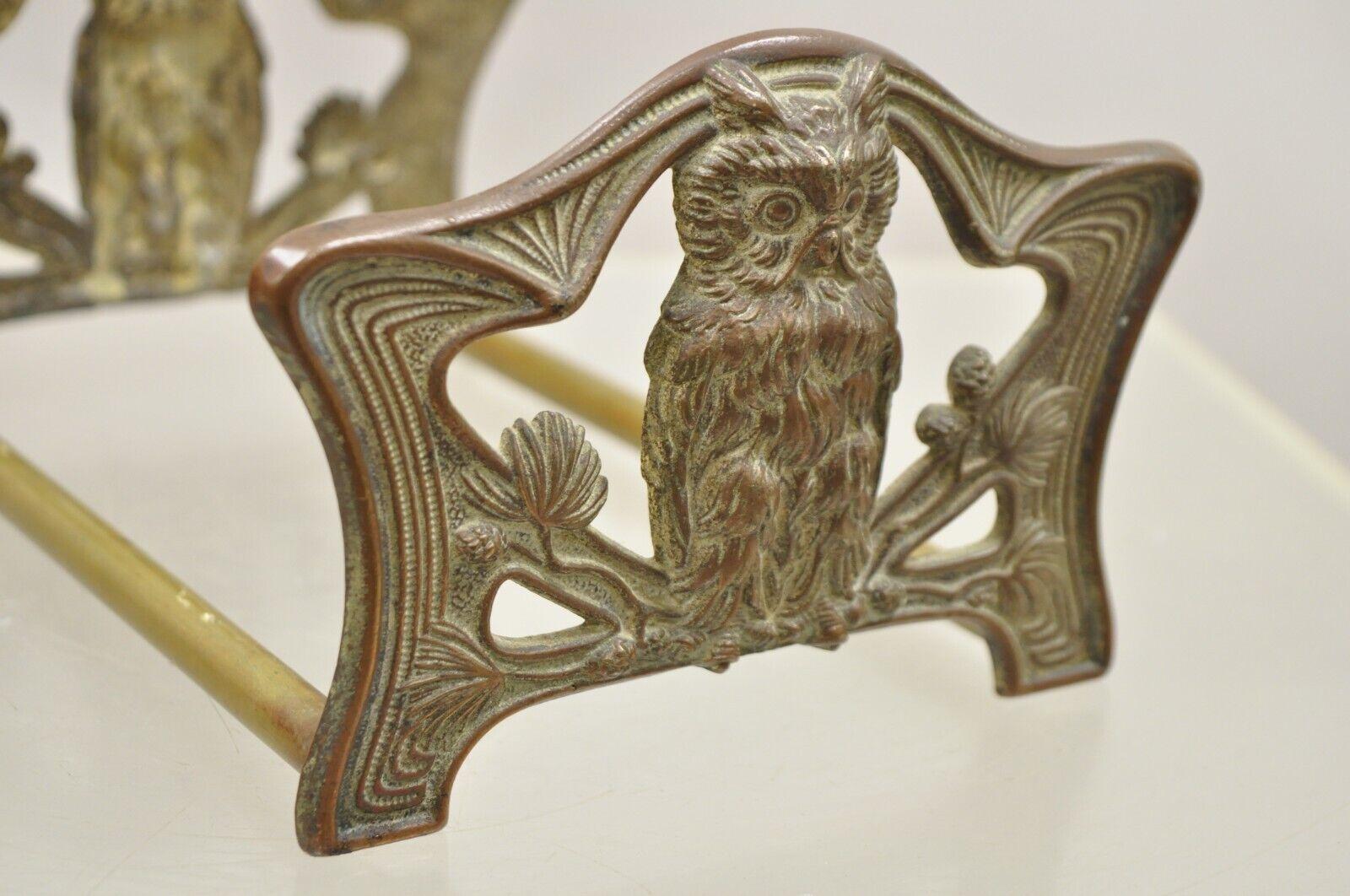 Antique Bronze Art Nouveau Owl Expandable Bookends Book Rack For Sale 7