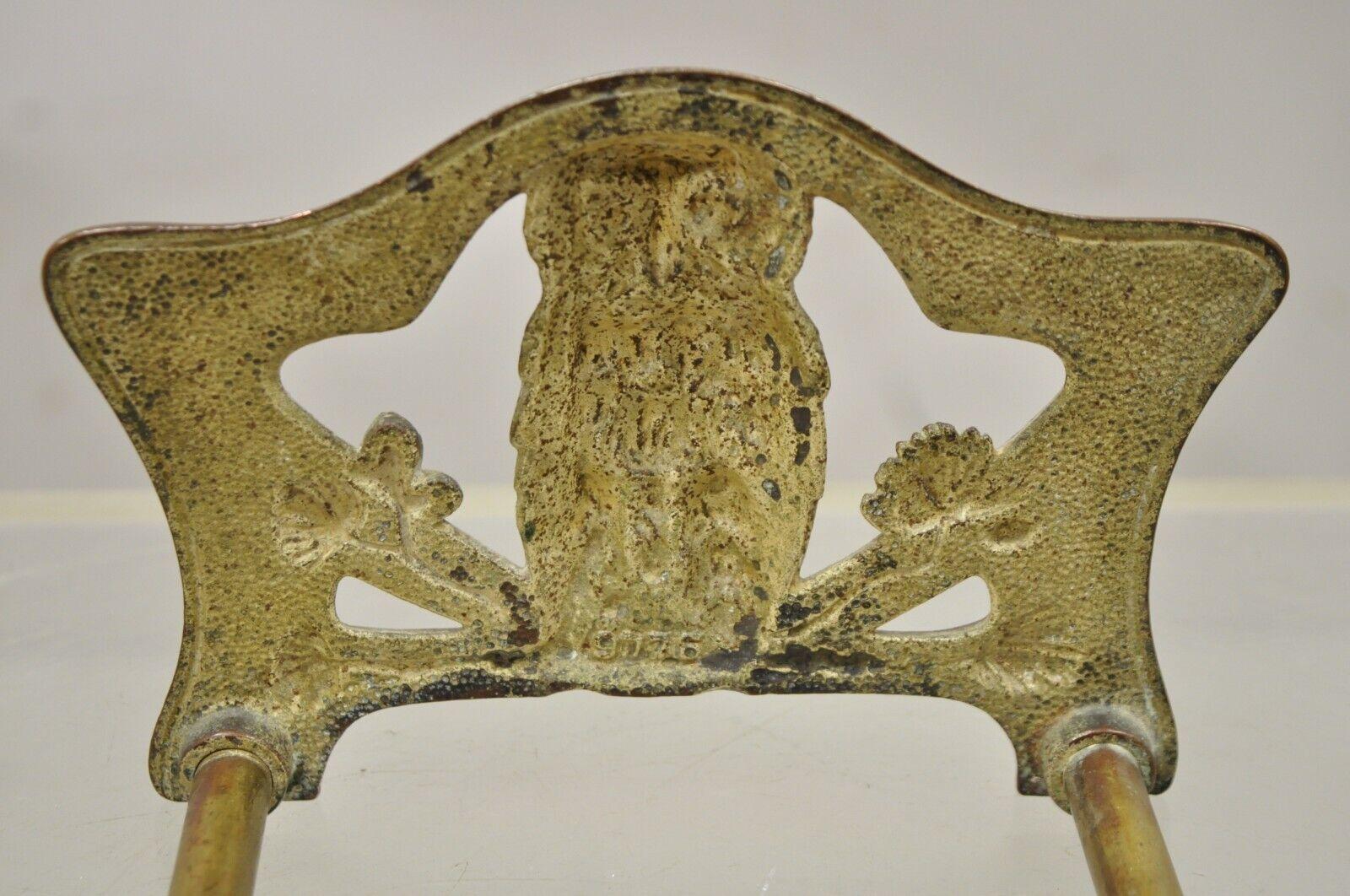 Antique Bronze Art Nouveau Owl Expandable Bookends Book Rack For Sale 1