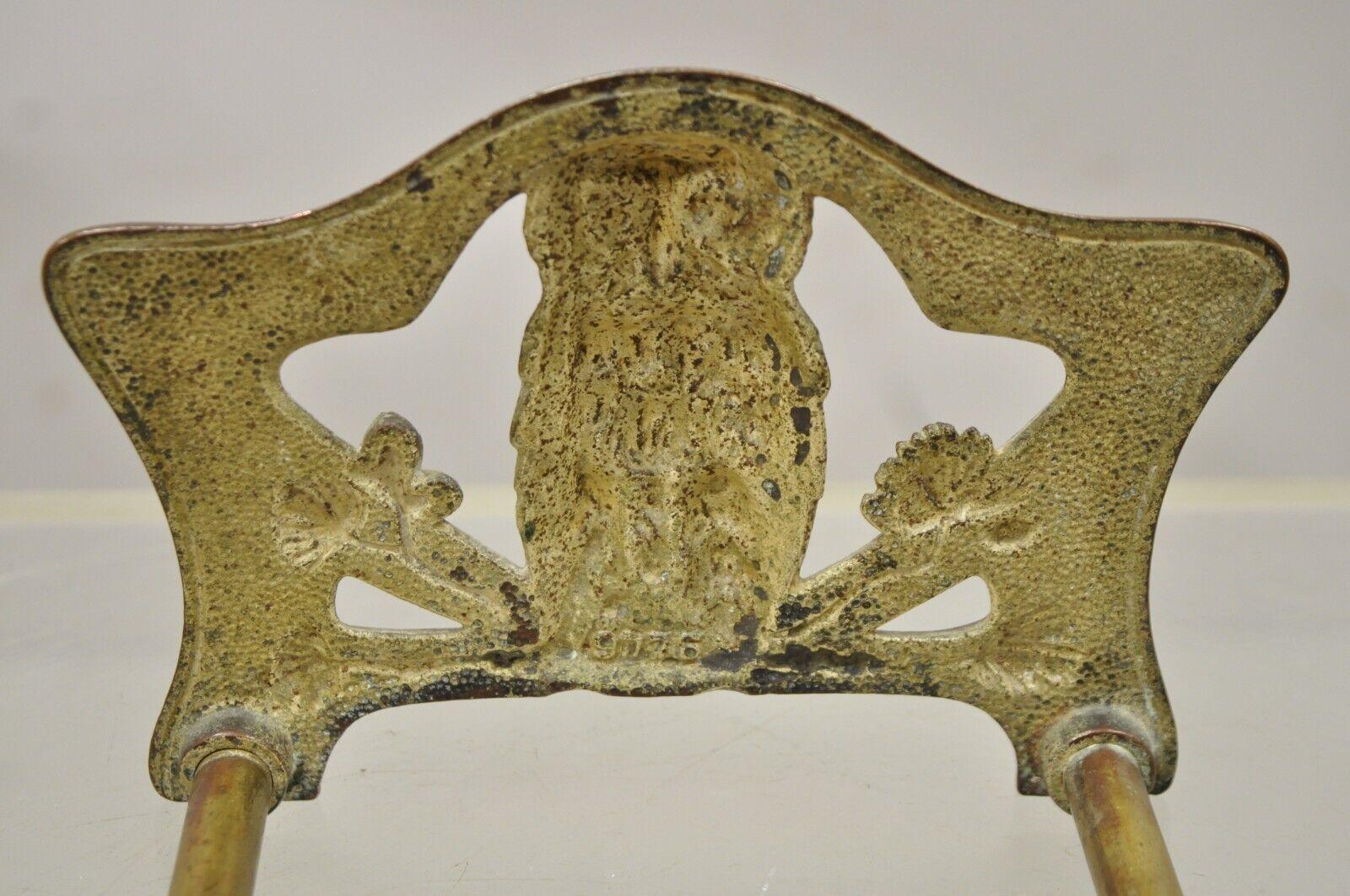 Antique Bronze Art Nouveau Owl Expandable Bookends Book Rack 1