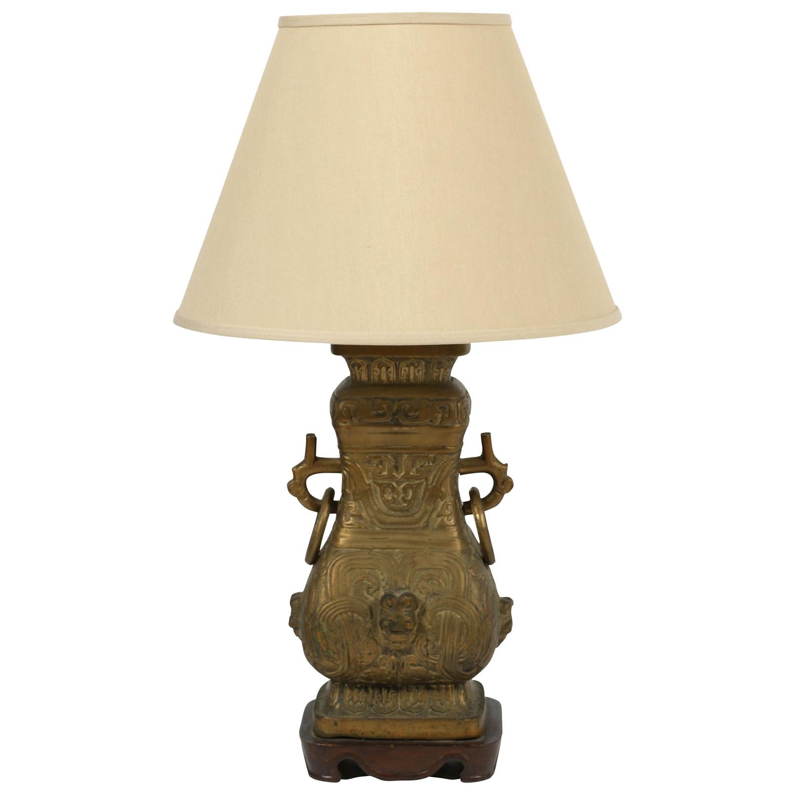 Antique Bronze Asian Lamp