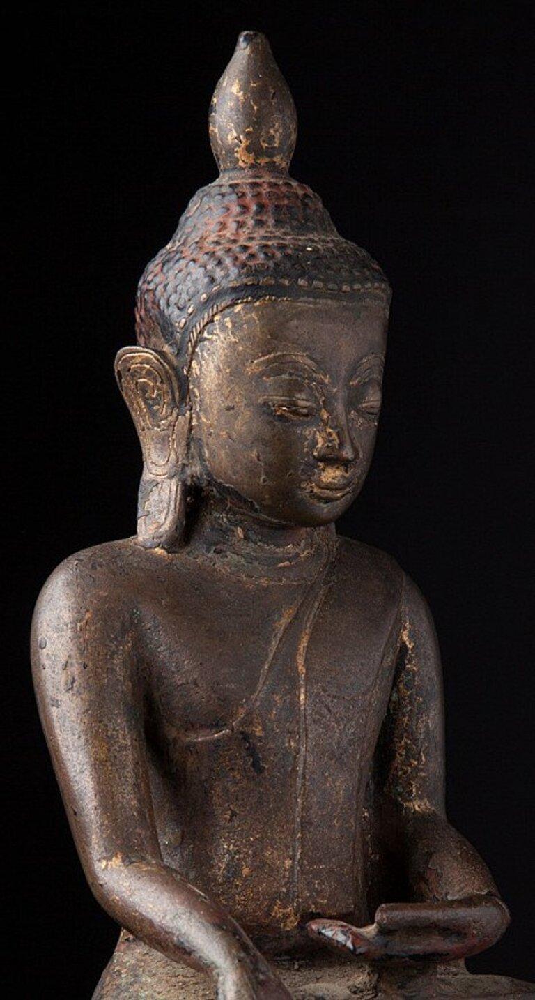 18th Century and Earlier Antique Bronze Ava Buddha Statue from Burma For Sale