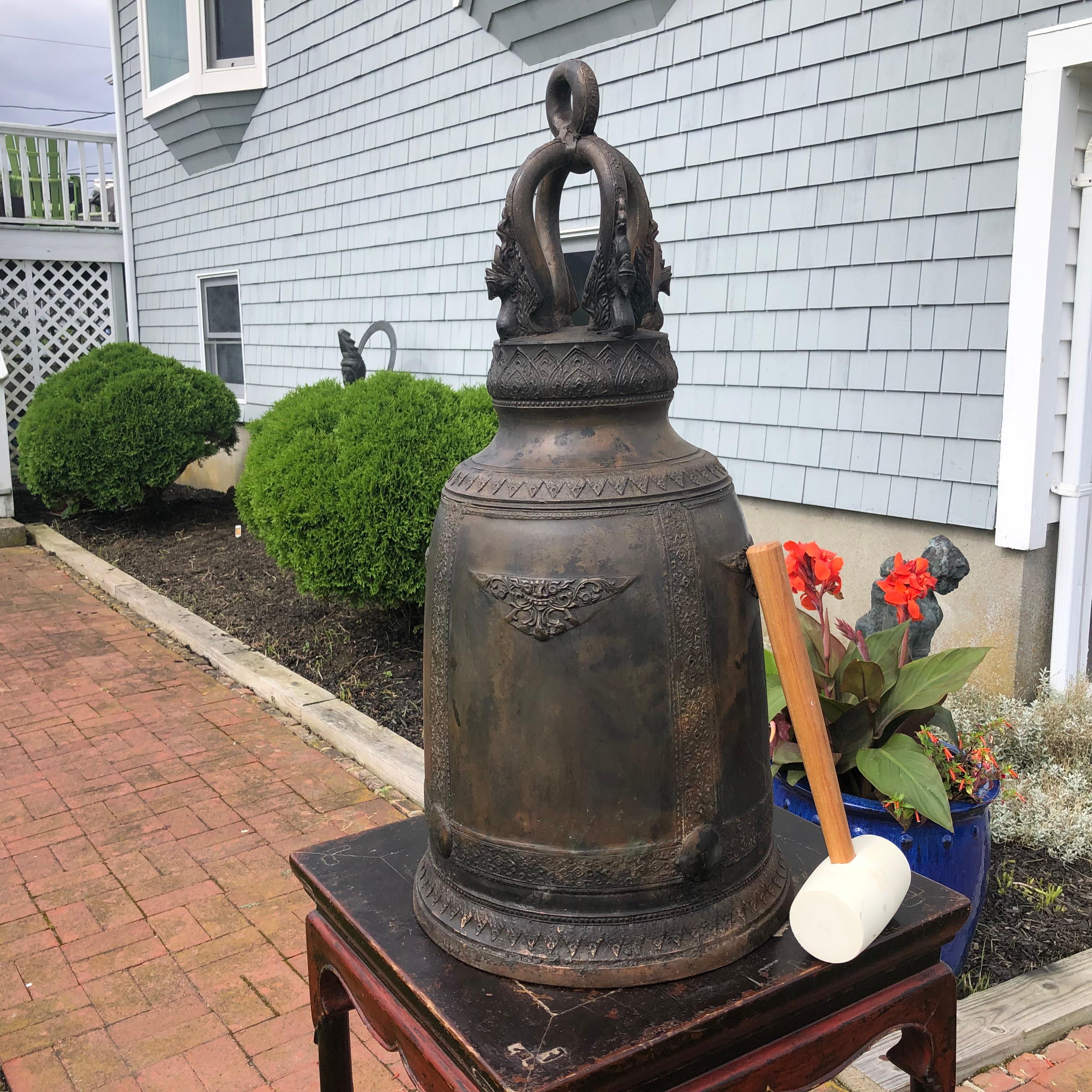Antique Huge Bronze Bell with Pleasing Sound, 29 Inches  3