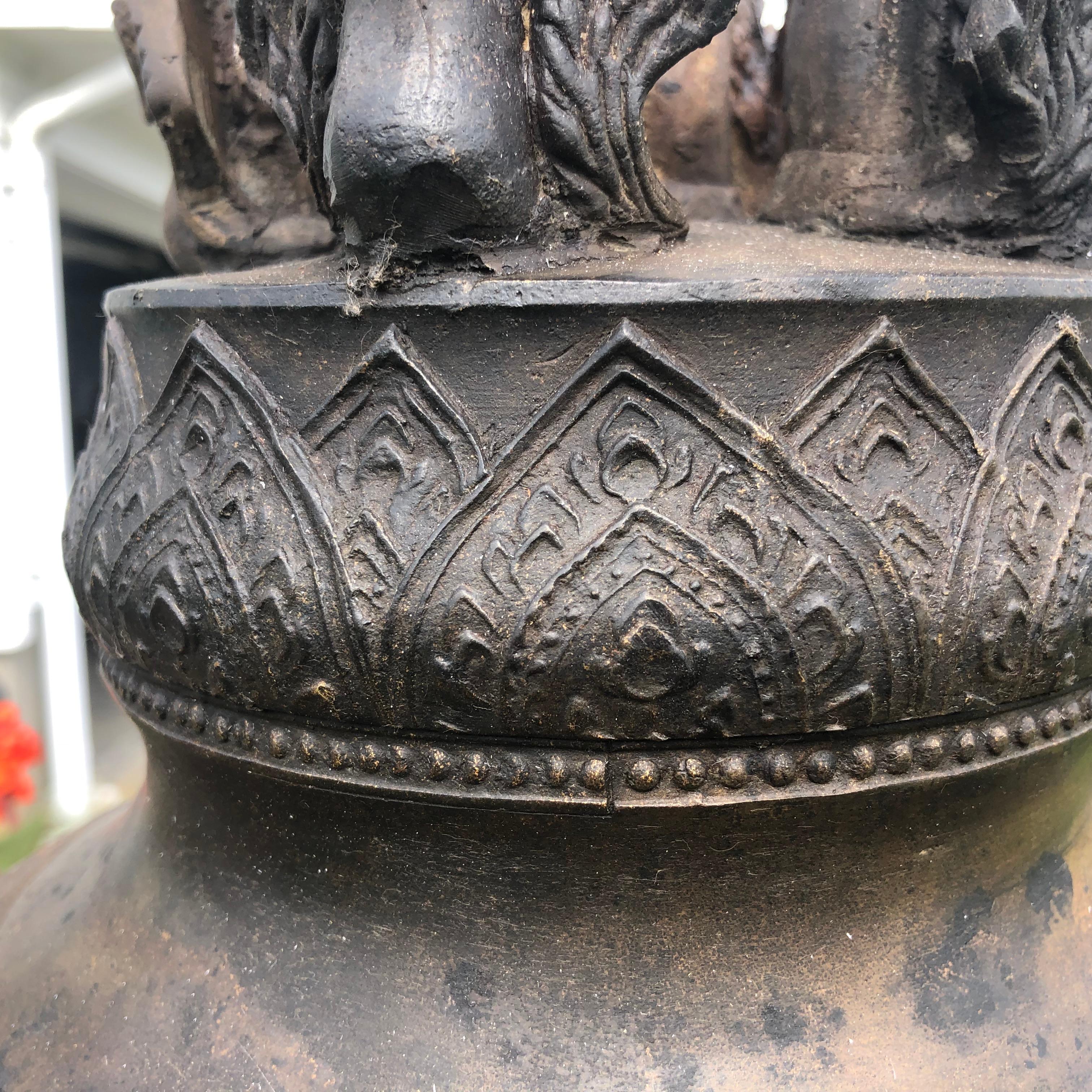 Thai Antique Huge Bronze Bell with Pleasing Sound, 29 Inches 