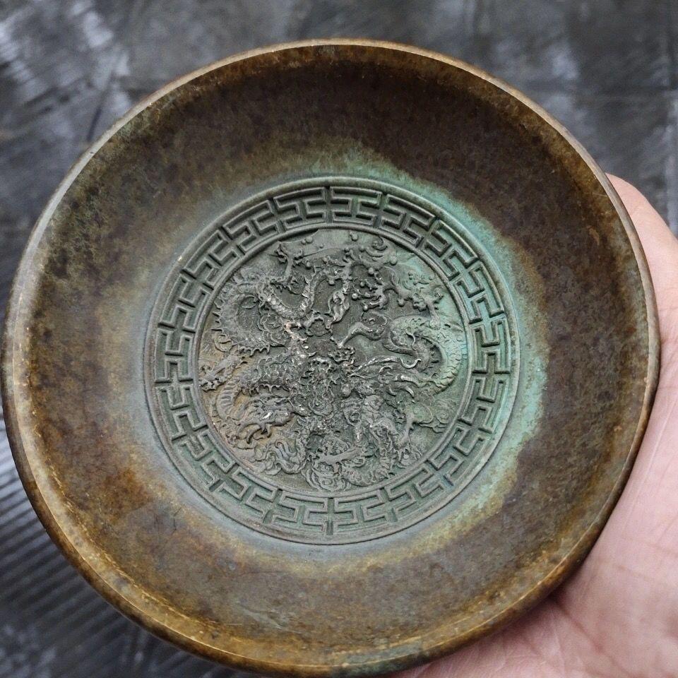 19th Century Antique Bronze Bowl with Twelve Chinese Emperors Heads  For Sale