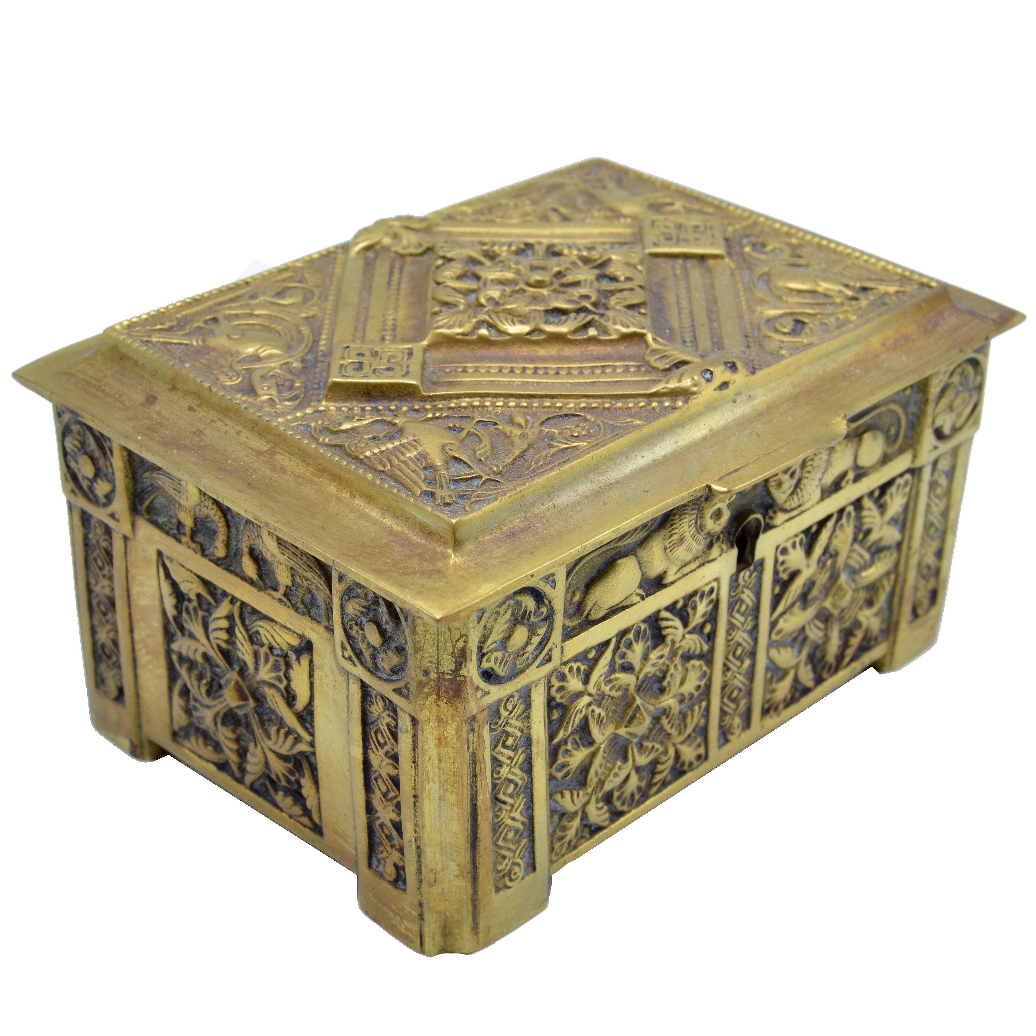 Antique Bronze Box from Belgium Gothic Style For Sale