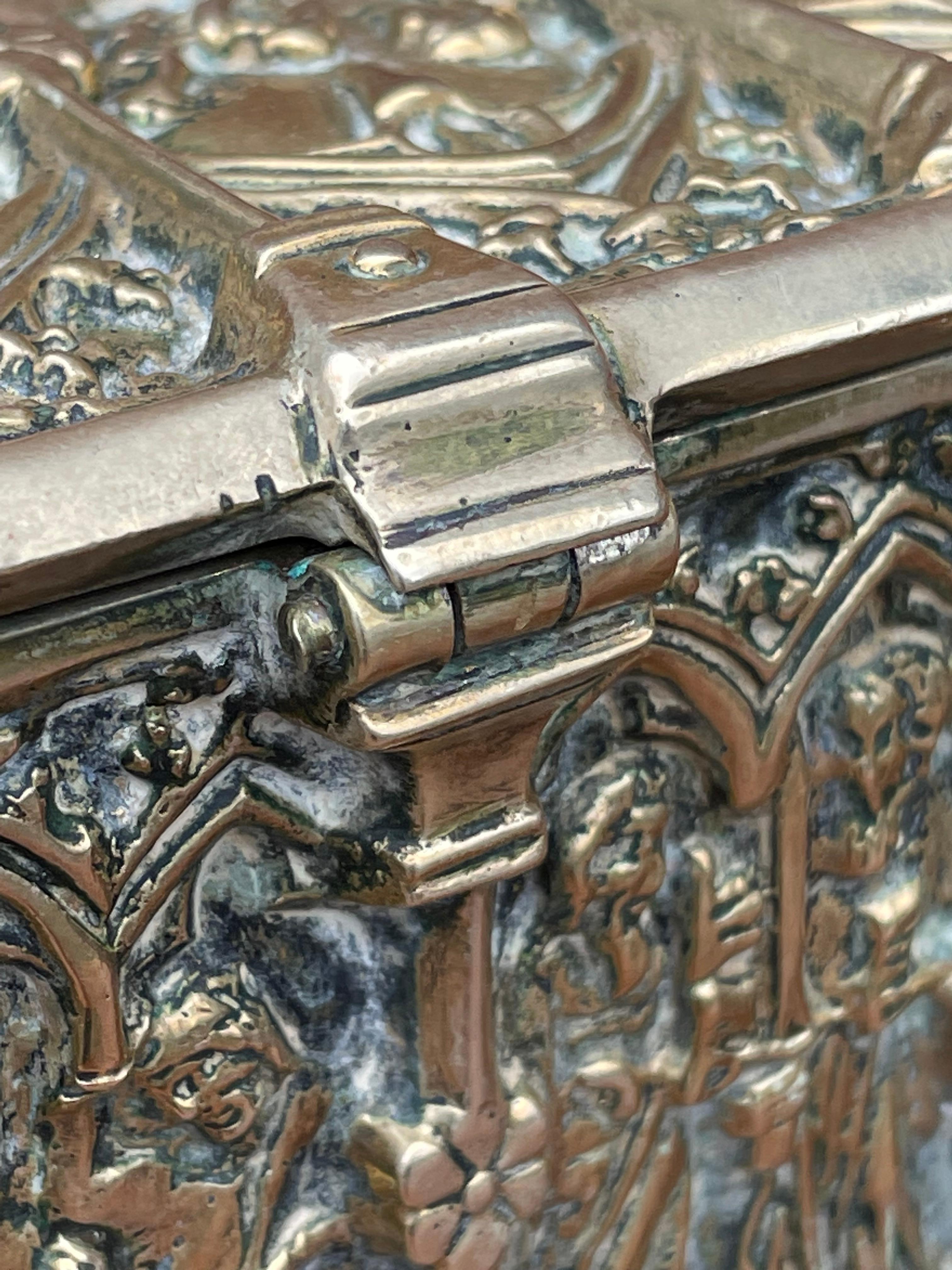 19th Century Antique Bronze Box w. Gothic Church Window Panels by Adolph Frankau & Co, London