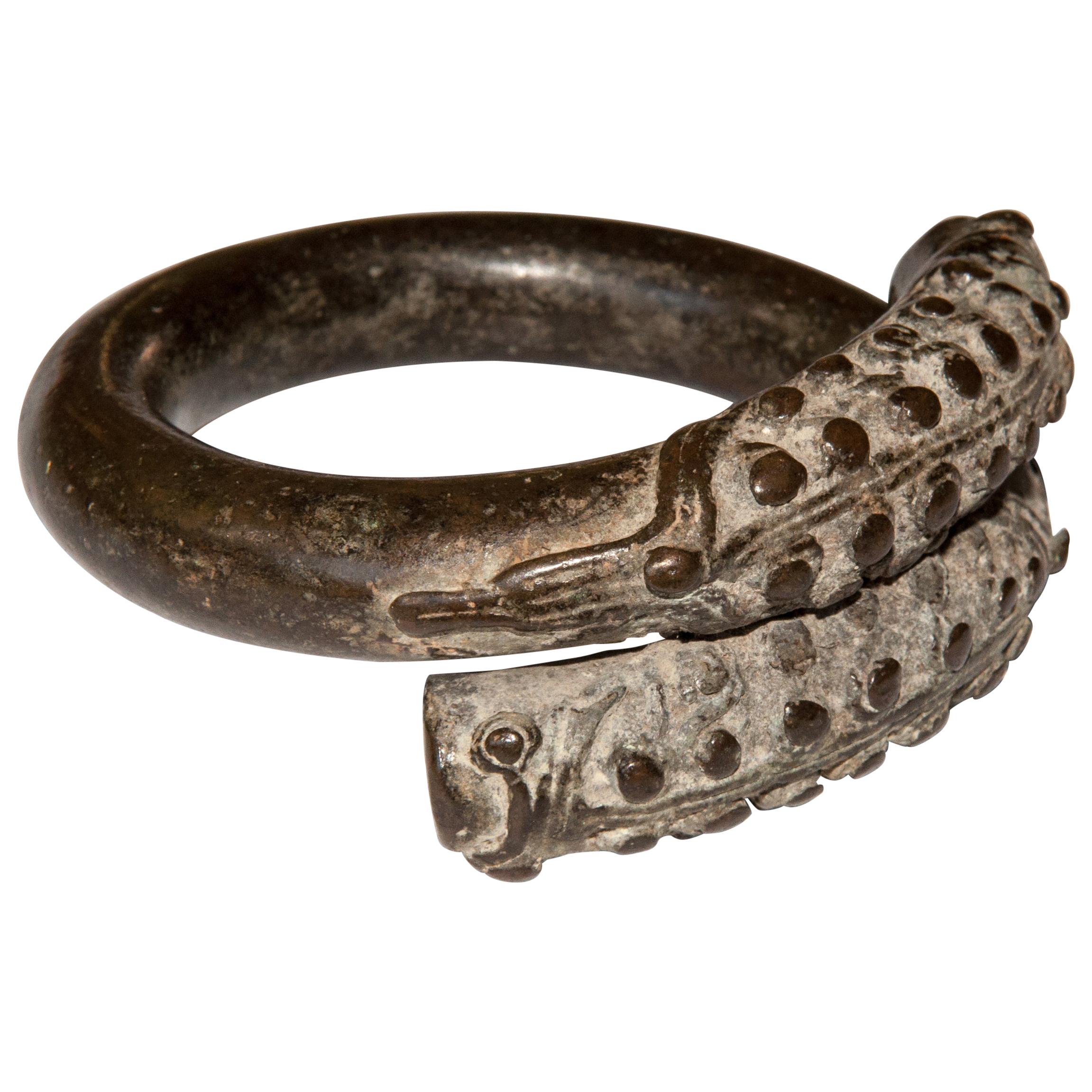 Antique Bronze Bracelet from Laos with a Naga or Serpent Motif, 18th Century
