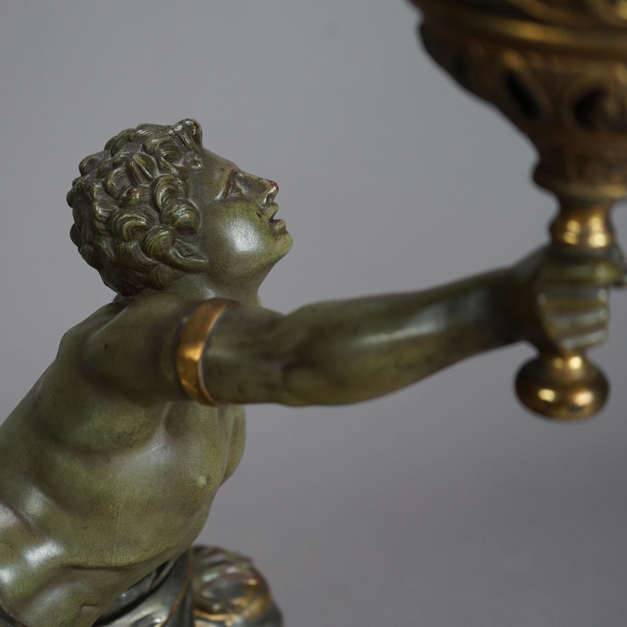 Antique Bronze & Brass Figural Soldat Spartiate Lamp After Jean-Pierre Cartot 3
