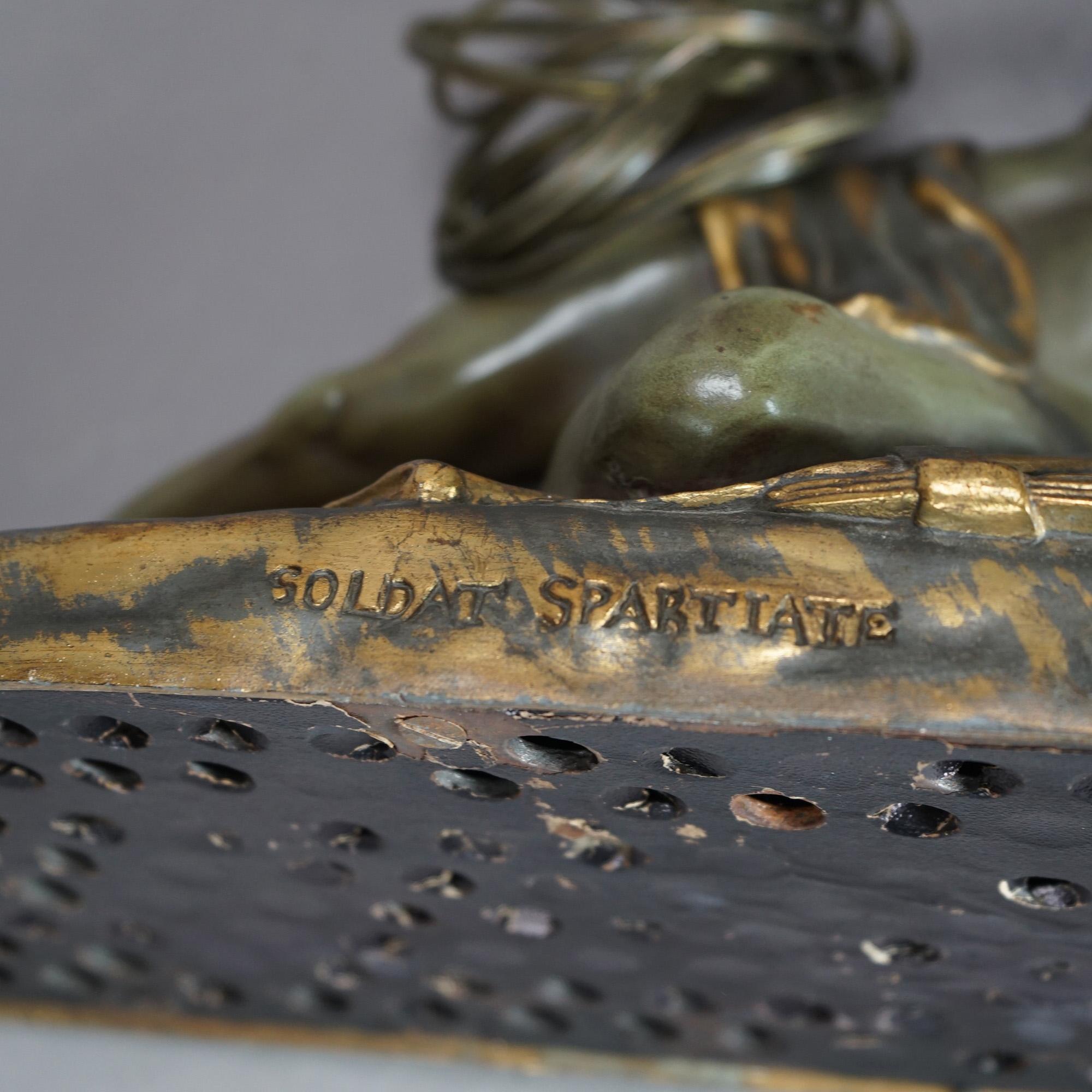 Antique Bronze & Brass Figural Soldat Spartiate Lamp After Jean-Pierre Cartot 6