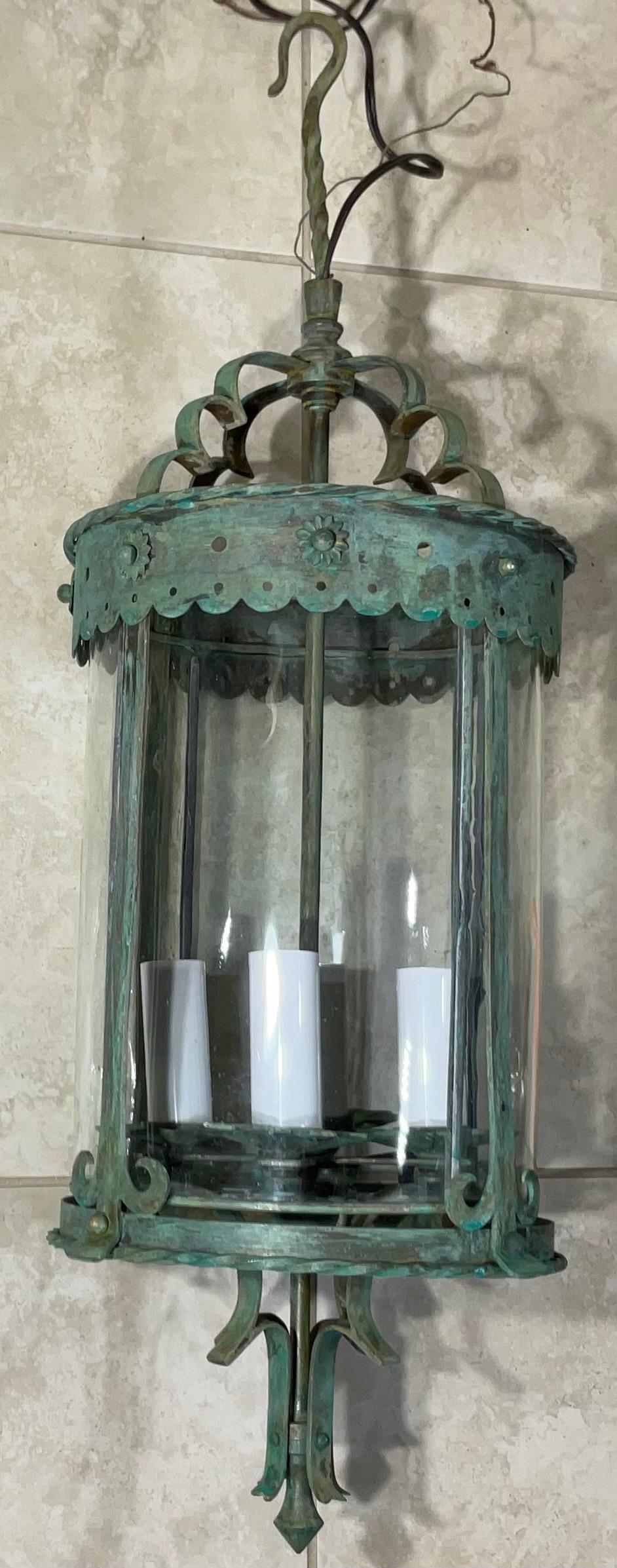 Farol Colgante de Bronce y Latón Antiguos - Época Meisner / Estilo Arts & Crafts en venta 6