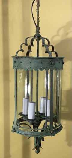 Antique Bronze & Brass Hanging Lantern - Meisner Era / Arts & Crafts Style