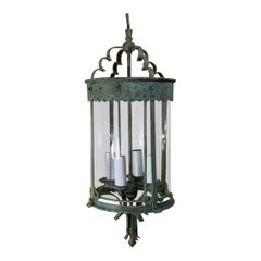 Antique Bronze & Brass Hanging Lantern - Meisner Era / Arts & Crafts Style