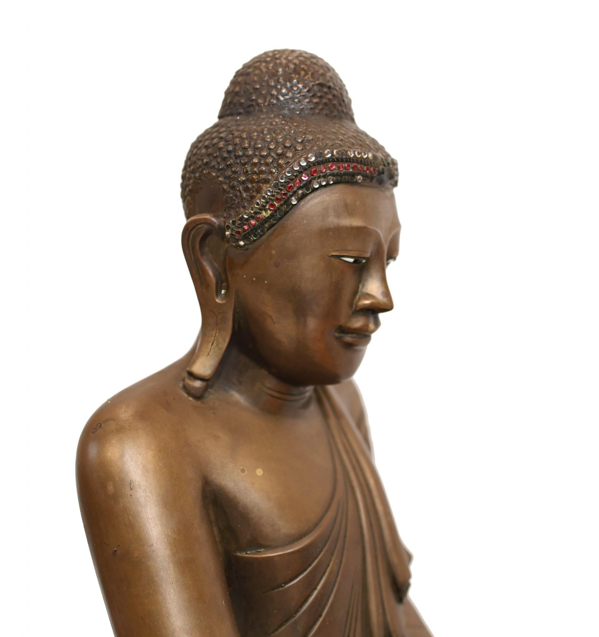 Antique Bronze Buddha Burmese Buddhist Statue, 1930 For Sale 1