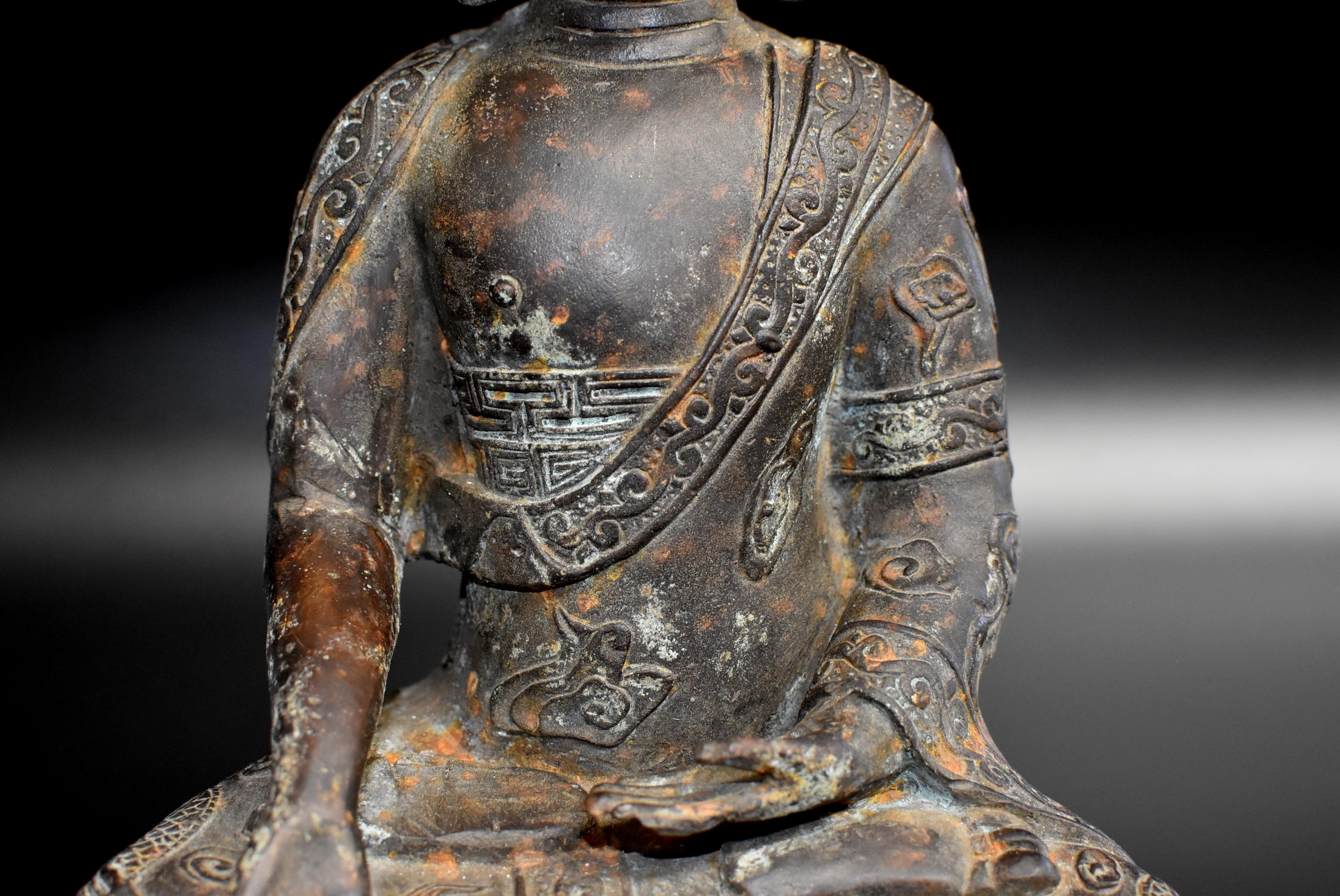 Antique Bronze Buddha, Charity and Compassion In Good Condition In Somis, CA