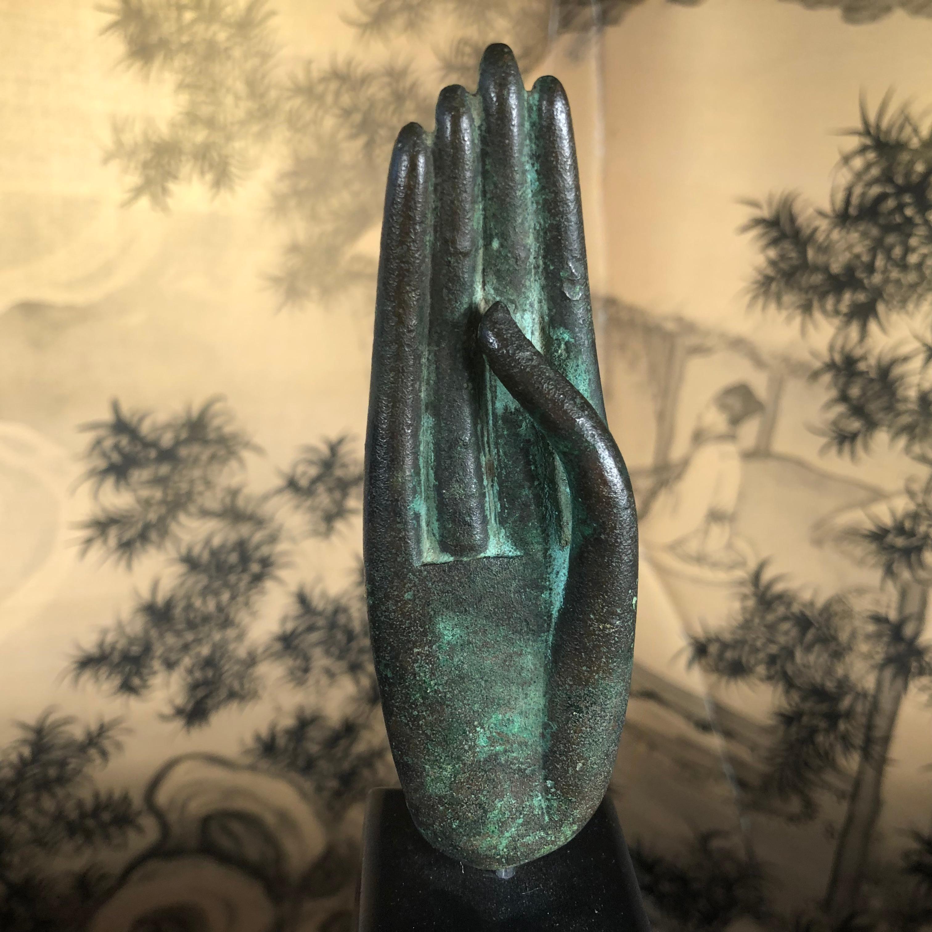 Thai Antique Bronze Buddha Hand, 250 Years Old