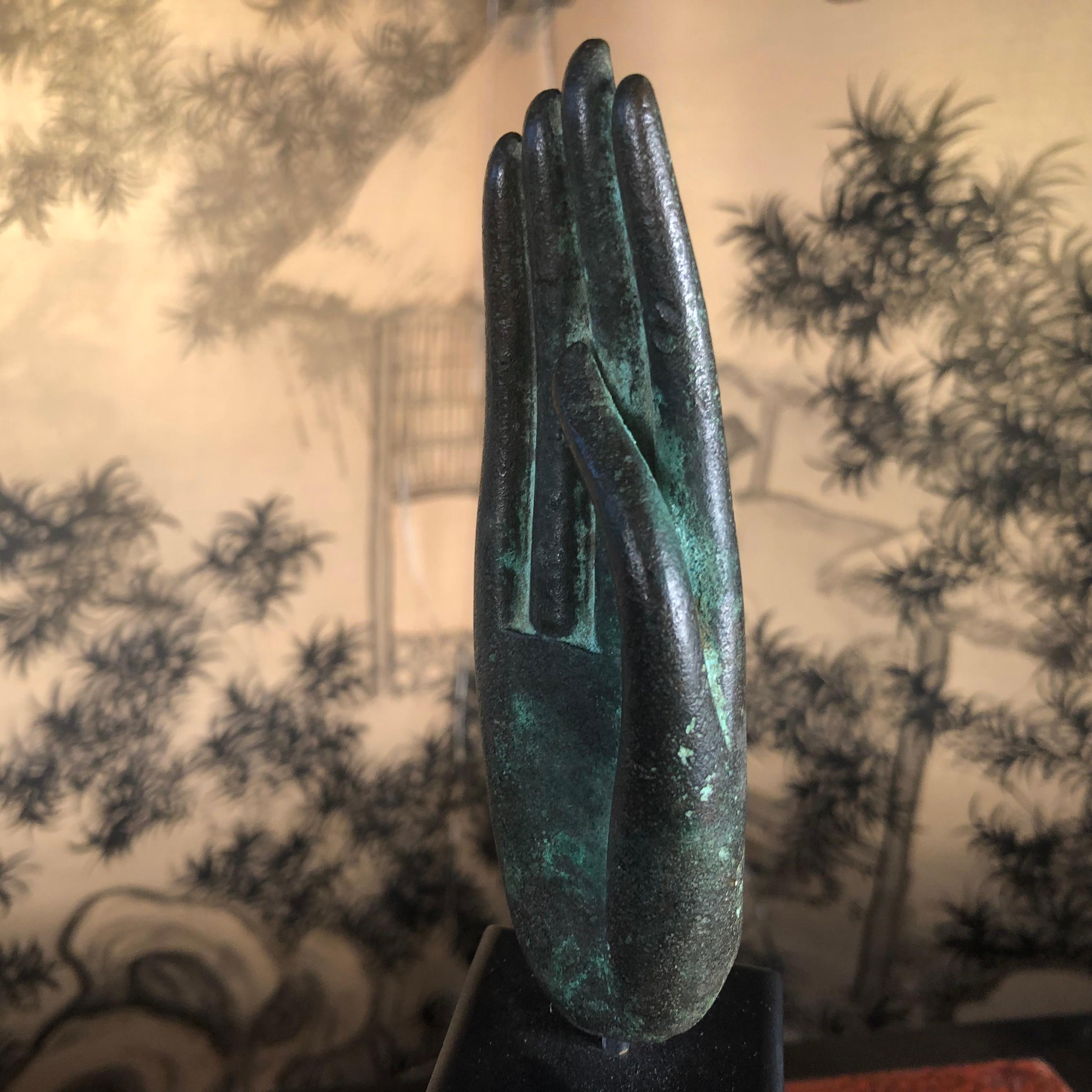 Patinated Antique Bronze Buddha Hand, 250 Years Old