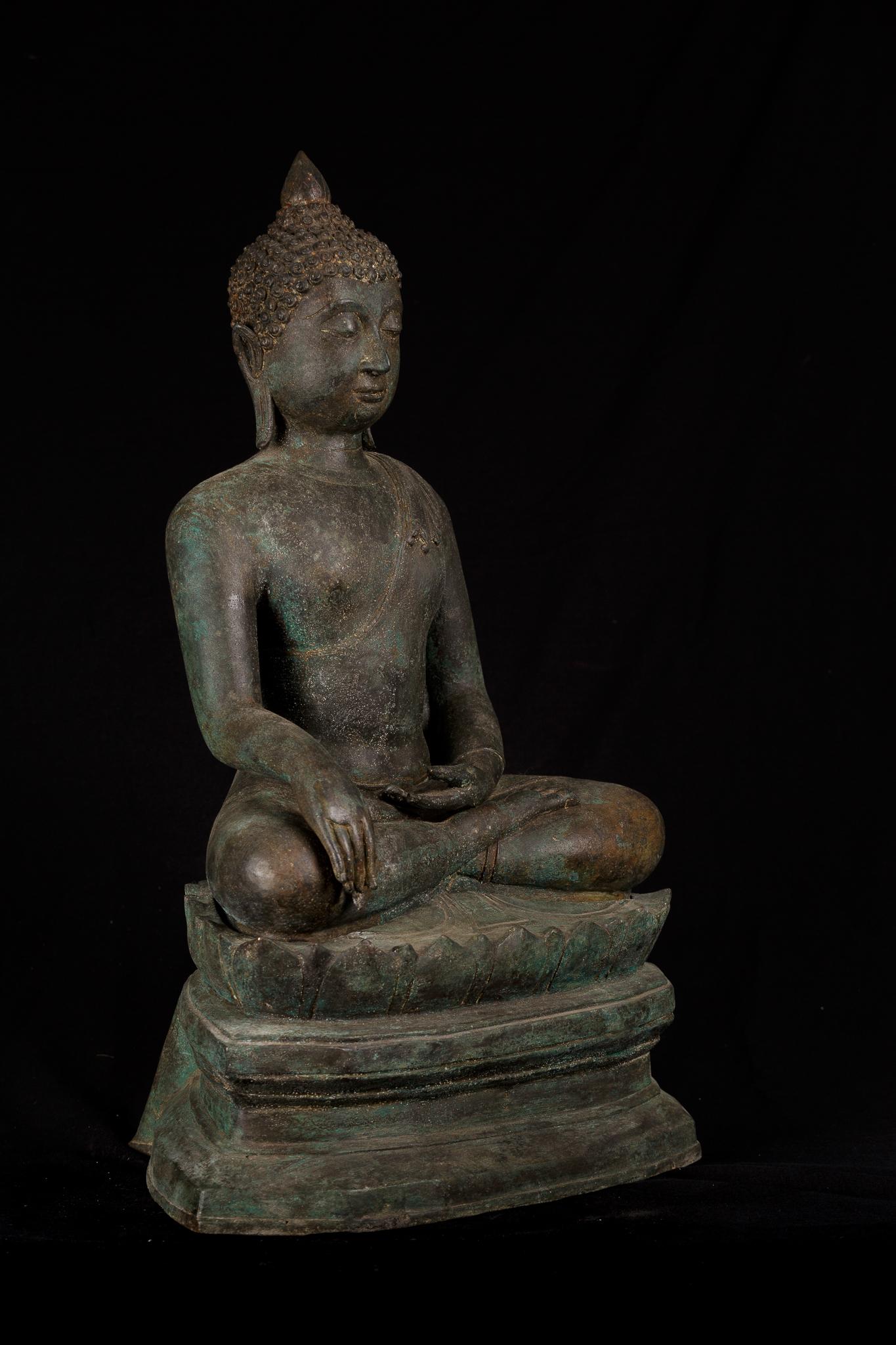 From a fifty year old UK private collection

A large 200 year old bronze Buddha, 18th century, Buddha of Enlightenment 

This beautiful Buddha sculpture will bring serenity and timeless style to your home, office, sacred, or garden space.