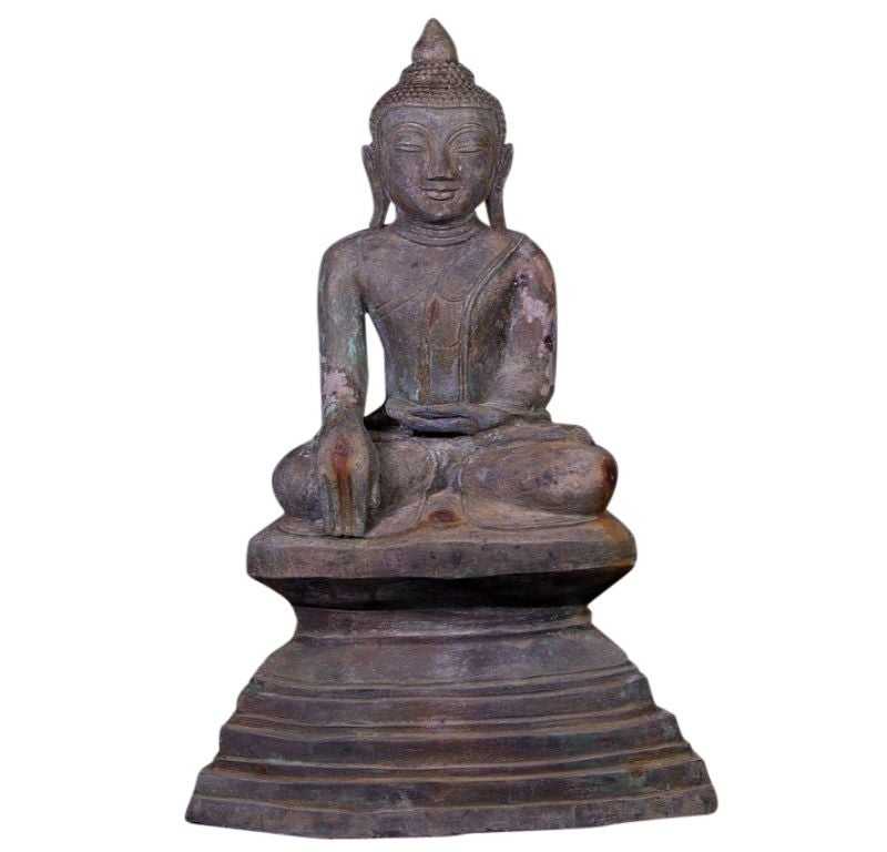 Antique Bronze Buddha Statue from Burma For Sale