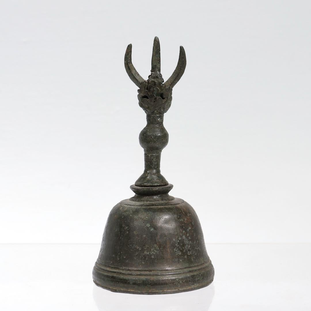 Antique Bronze Buddhist Ghanta Bell In Fair Condition For Sale In Philadelphia, PA