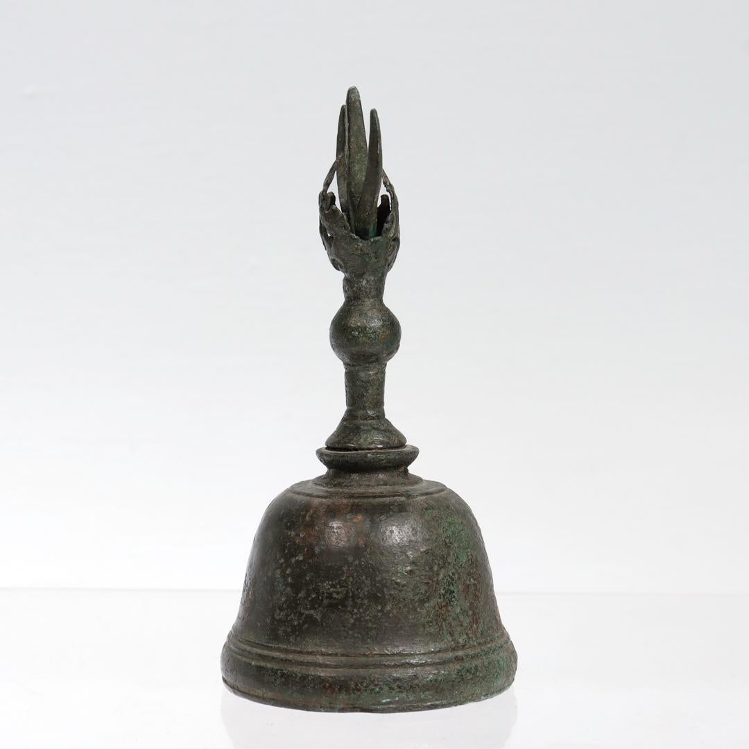 19th Century Antique Bronze Buddhist Ghanta Bell For Sale