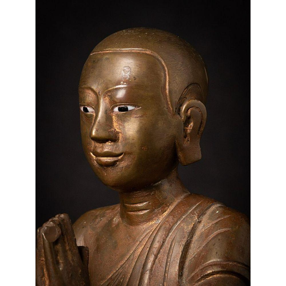 Antique bronze Burmese Monk statue from Burma For Sale 7