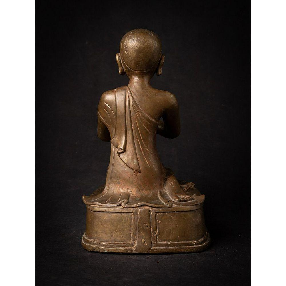19th Century Antique bronze Burmese Monk statue from Burma For Sale
