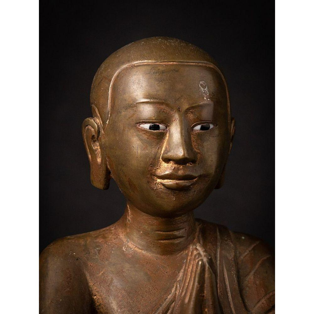 Antique bronze Burmese Monk statue from Burma For Sale 3