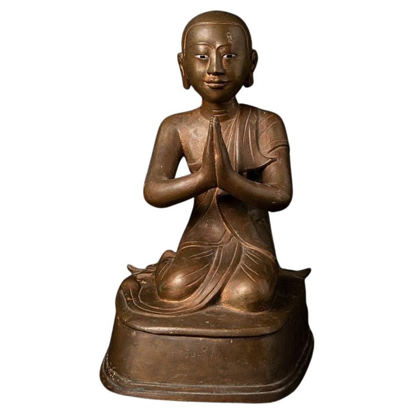 Antique bronze Burmese Monk statue from Burma For Sale