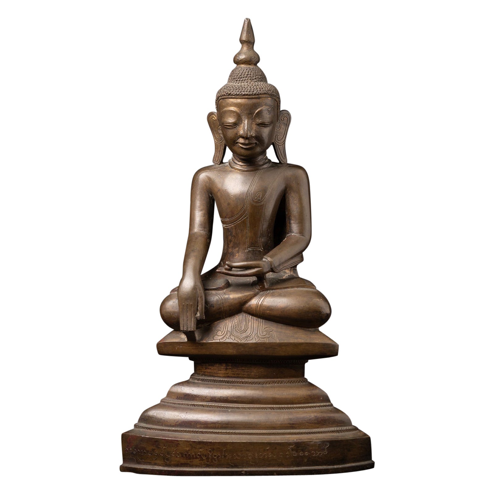 Bouddha Shan birman antique en bronze, provenant de Birmanie
