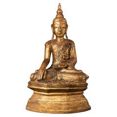 Bouddha birman Shan ancien en bronze de Birmanie