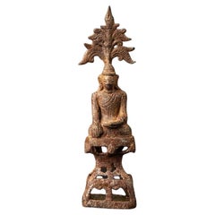 Bouddha birman Shan ancien en bronze de Birmanie