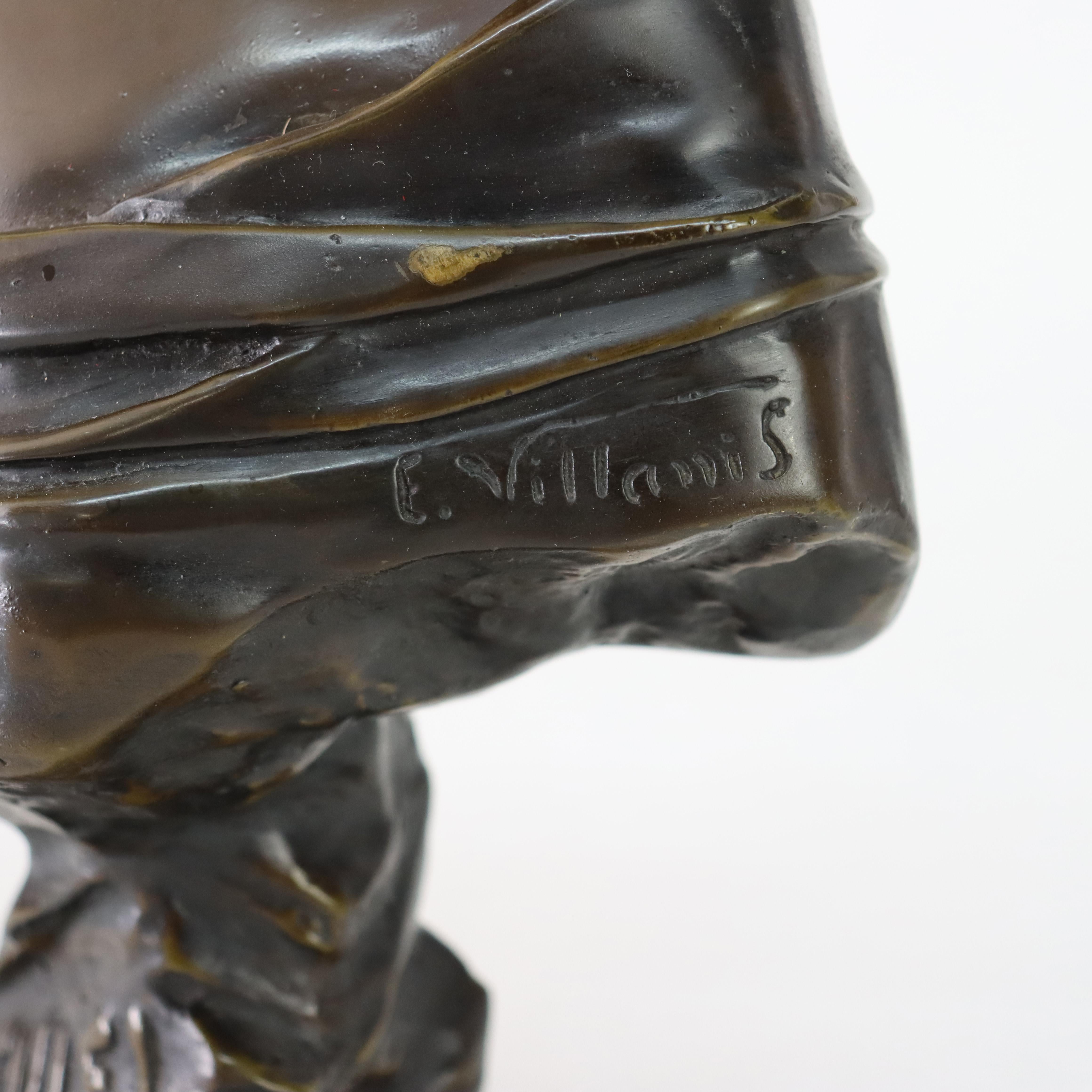 Antique Bronze Bust of a Woman “Seule” by E. Villanis C1900 For Sale 1