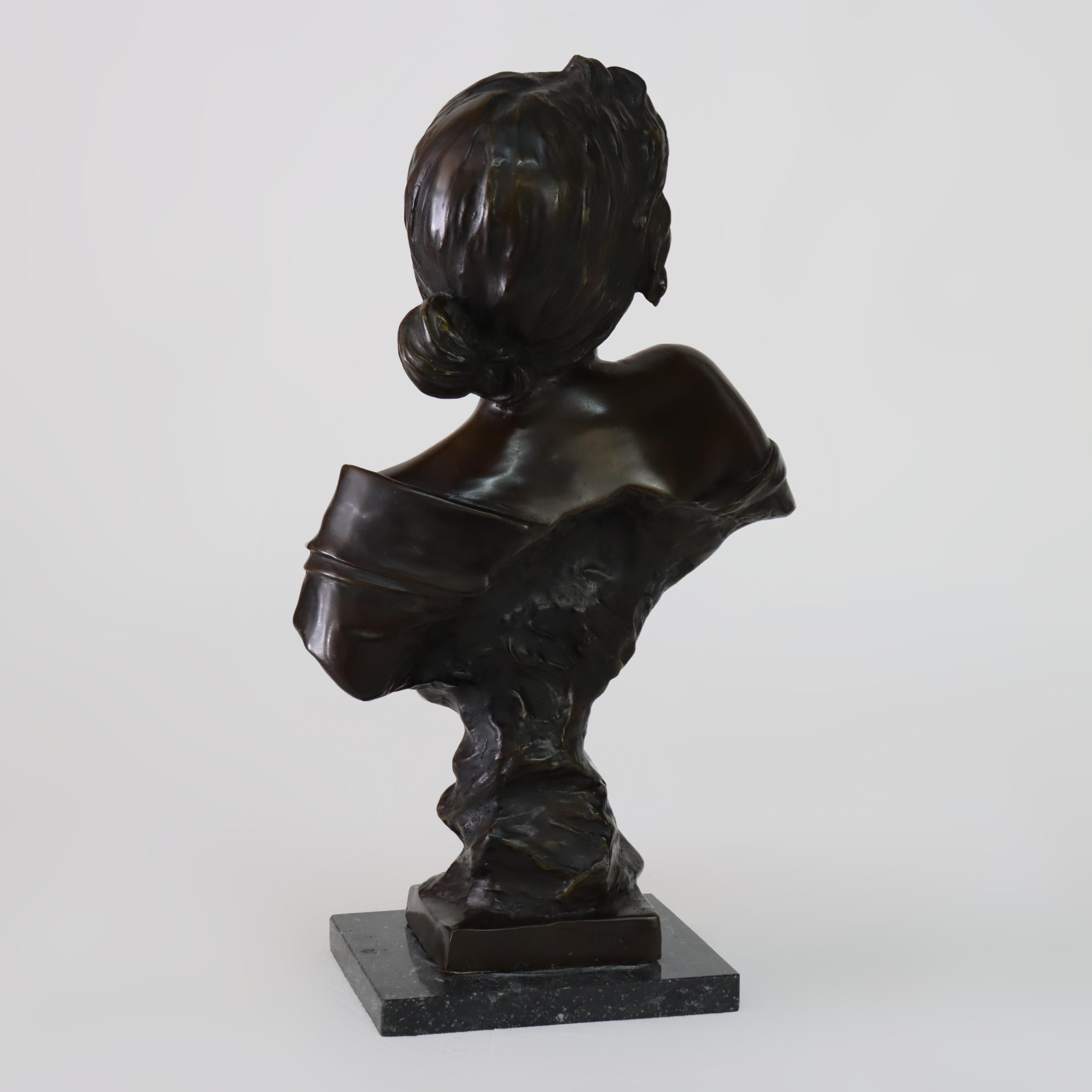 Antique Bronze Bust of a Woman “Seule” by E. Villanis C1900 For Sale 2