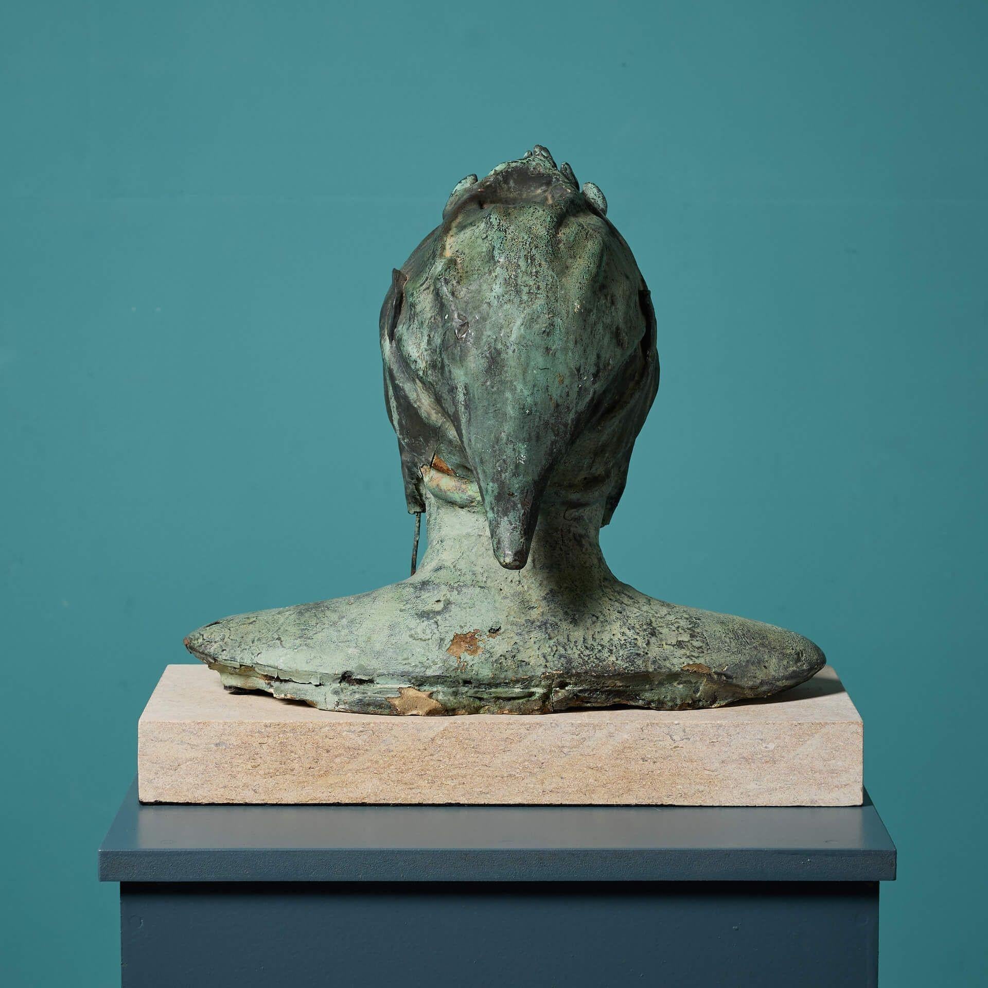 Antique Bronze Bust of Dante In Fair Condition For Sale In Wormelow, Herefordshire