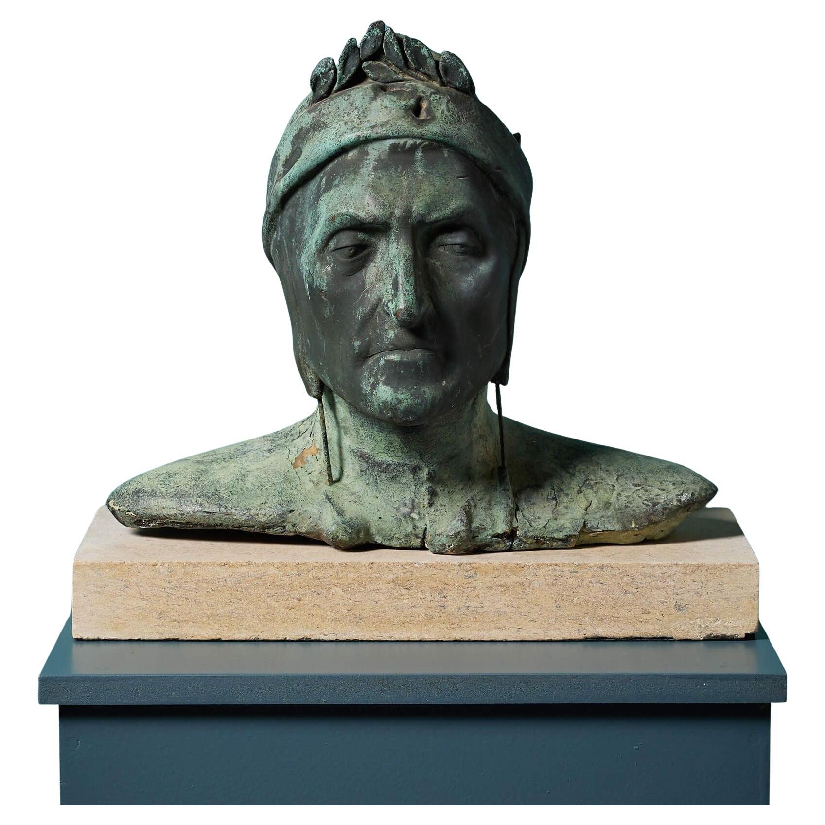 Antique Bronze Bust of Dante