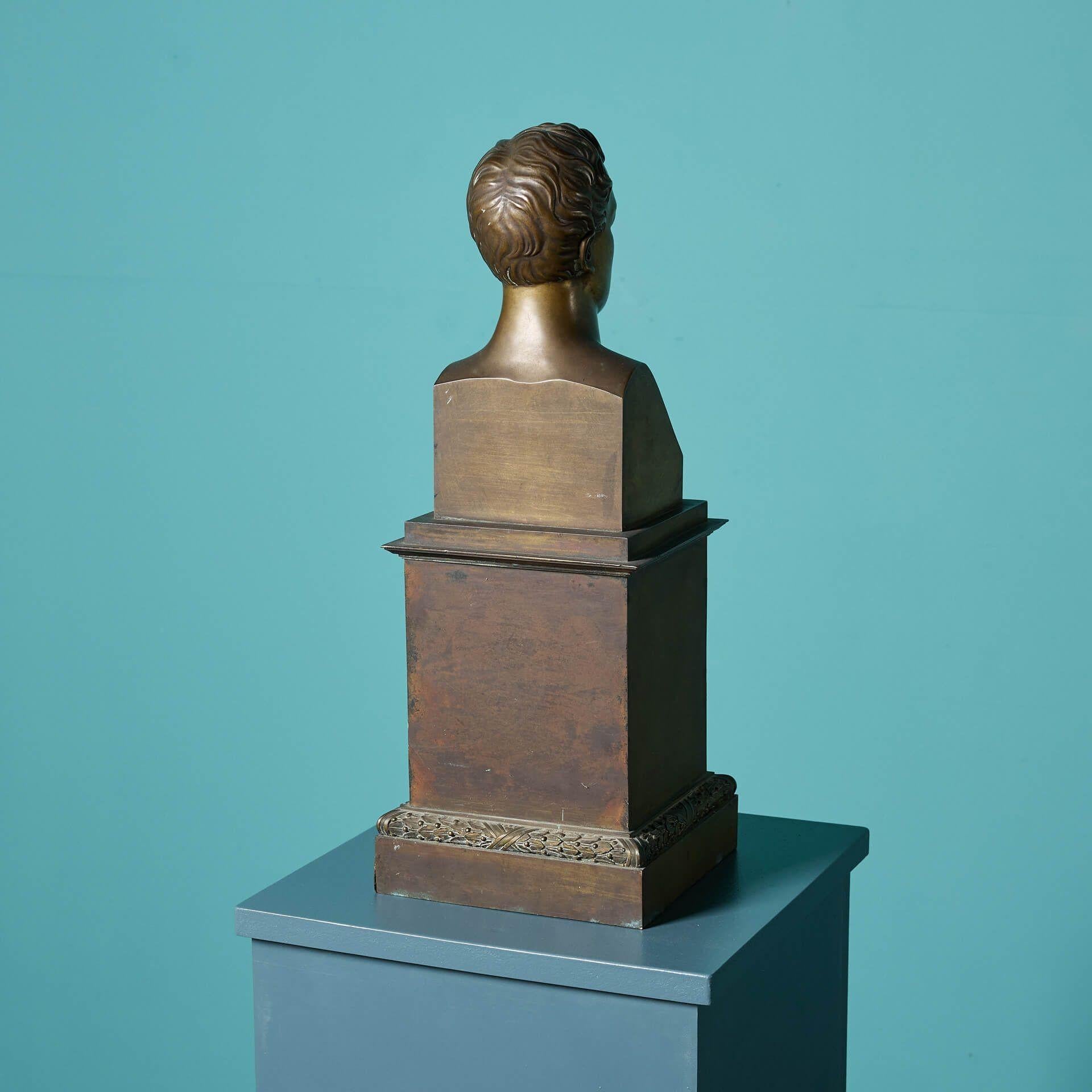 XIX secolo Antico busto in bronzo di Lord Byron in vendita