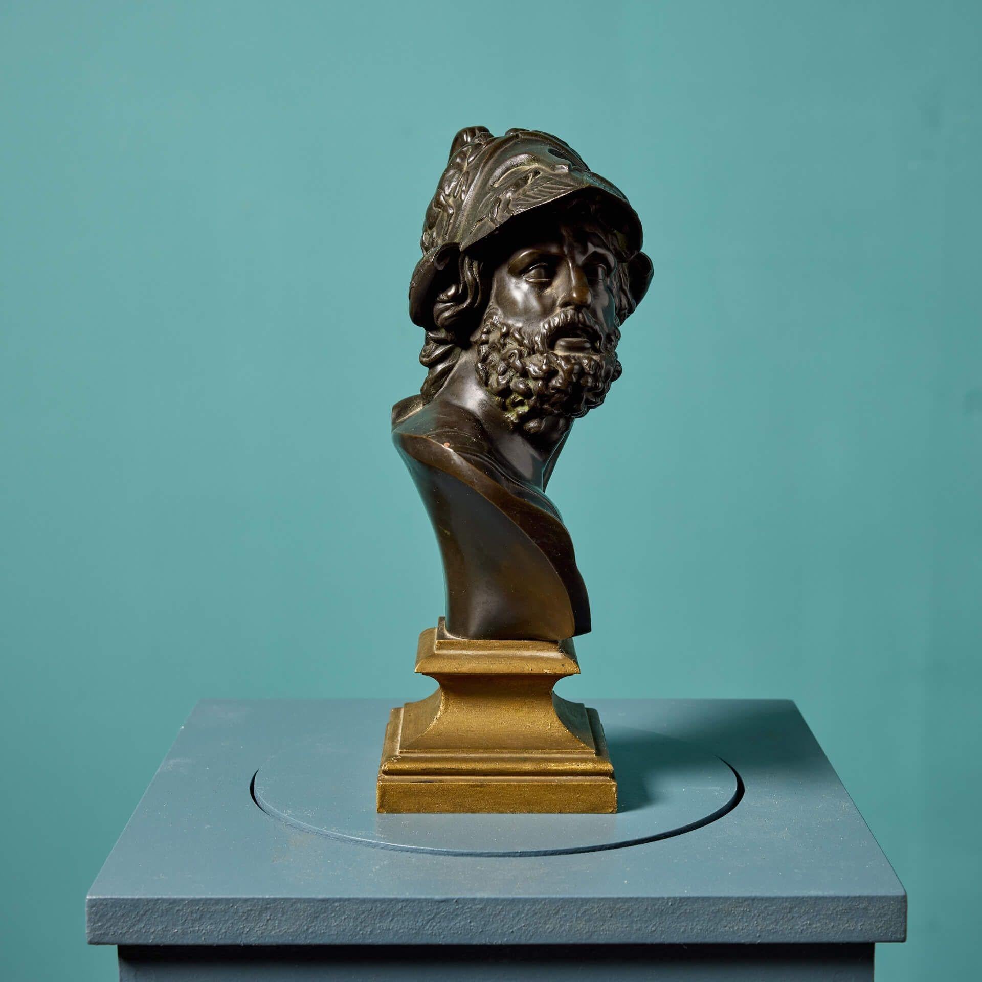 French Antique Bronze Bust of Menelaus For Sale