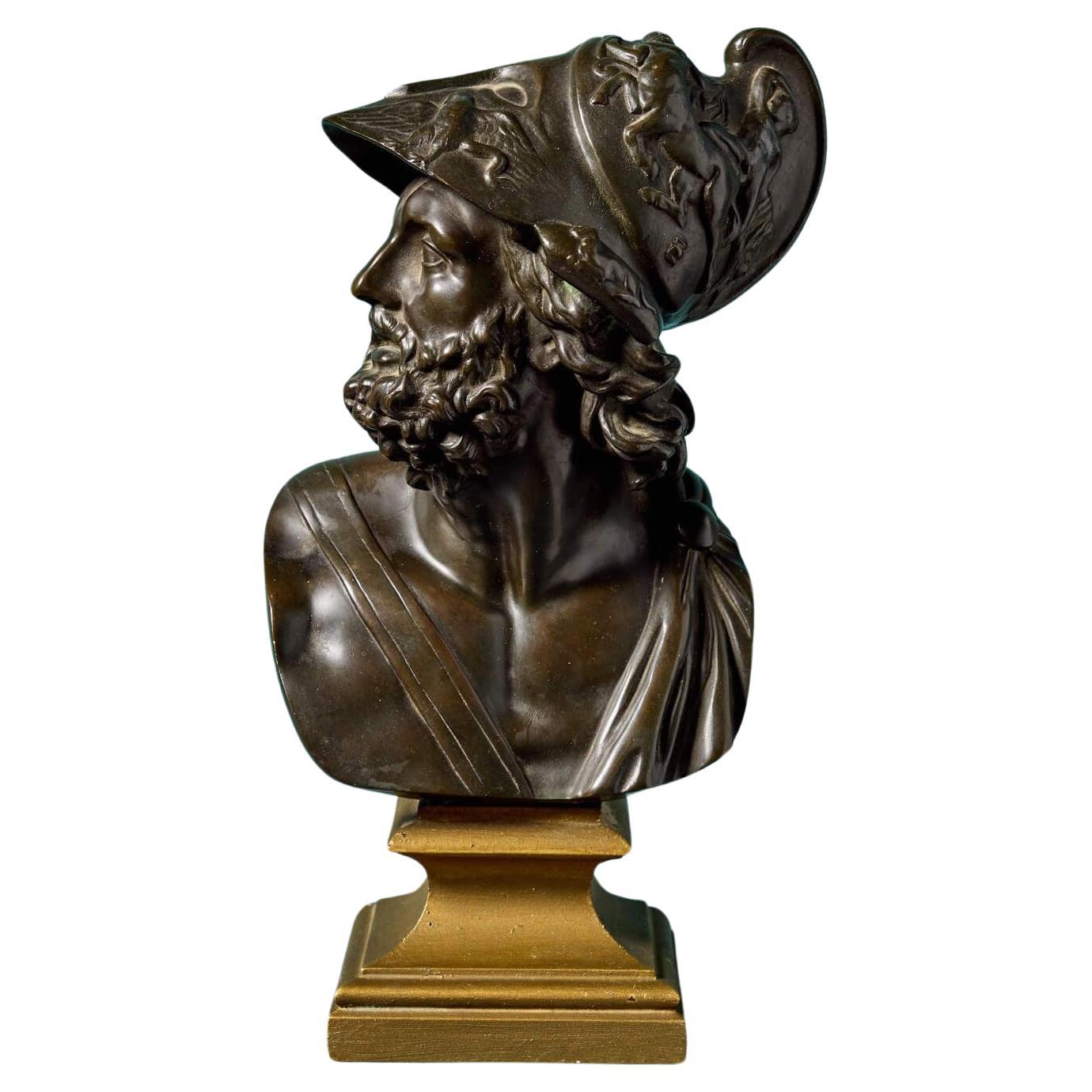 Antique Bronze Bust of Menelaus For Sale