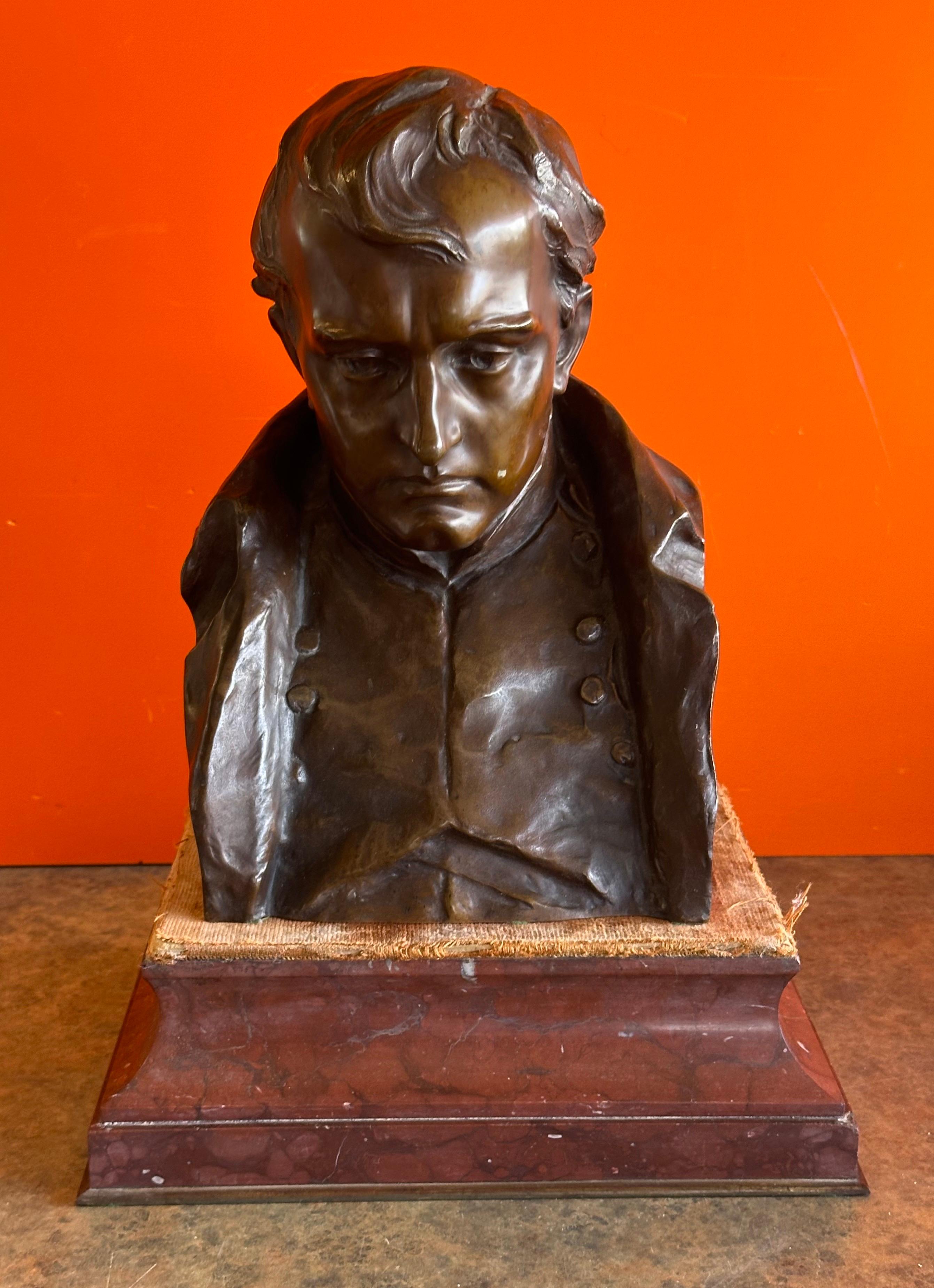 Antique Bronze Bust of Napolean Bonaparte on Marble Base by Hans Muller In Good Condition For Sale In San Diego, CA