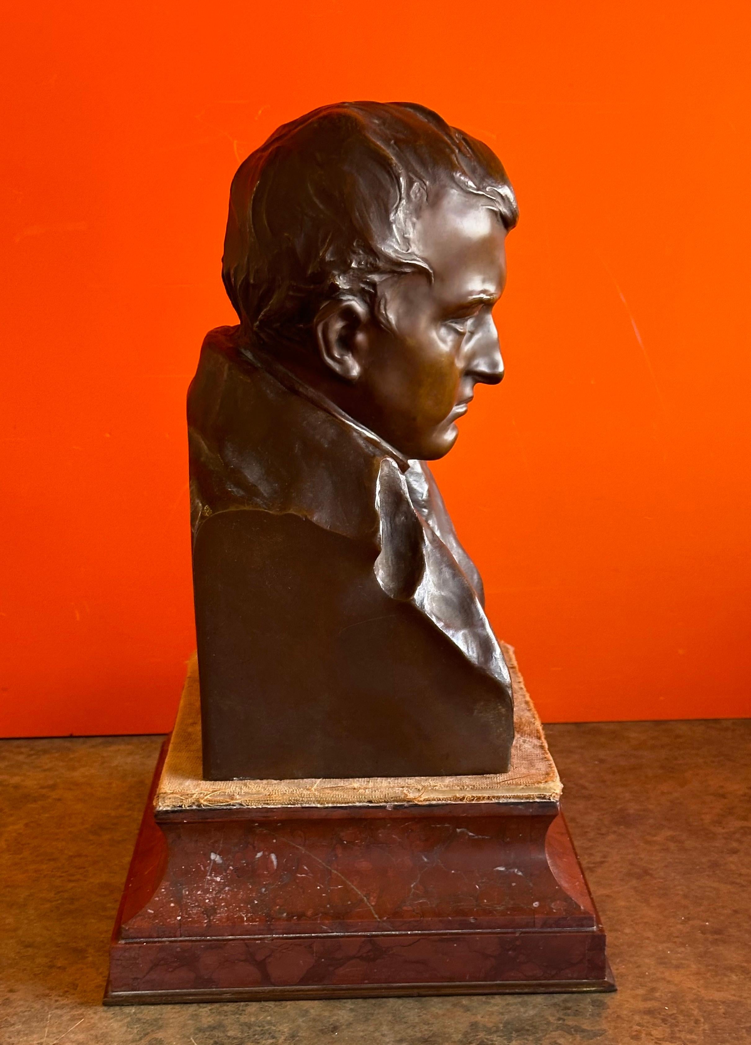 20th Century Antique Bronze Bust of Napolean Bonaparte on Marble Base by Hans Muller For Sale